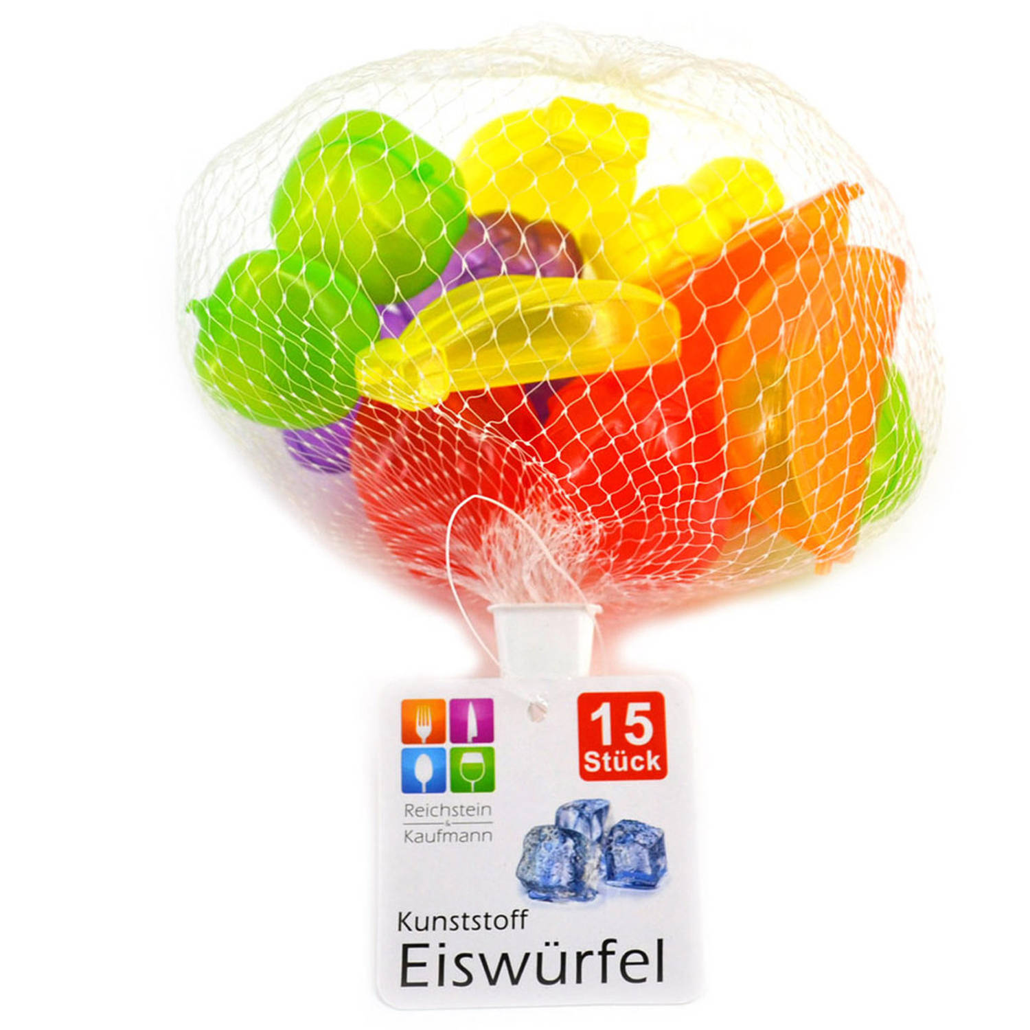 Jedermann IJsblokjes - 15x - fruitvormpjes kleurenmix - kunststof - herbruikbaar