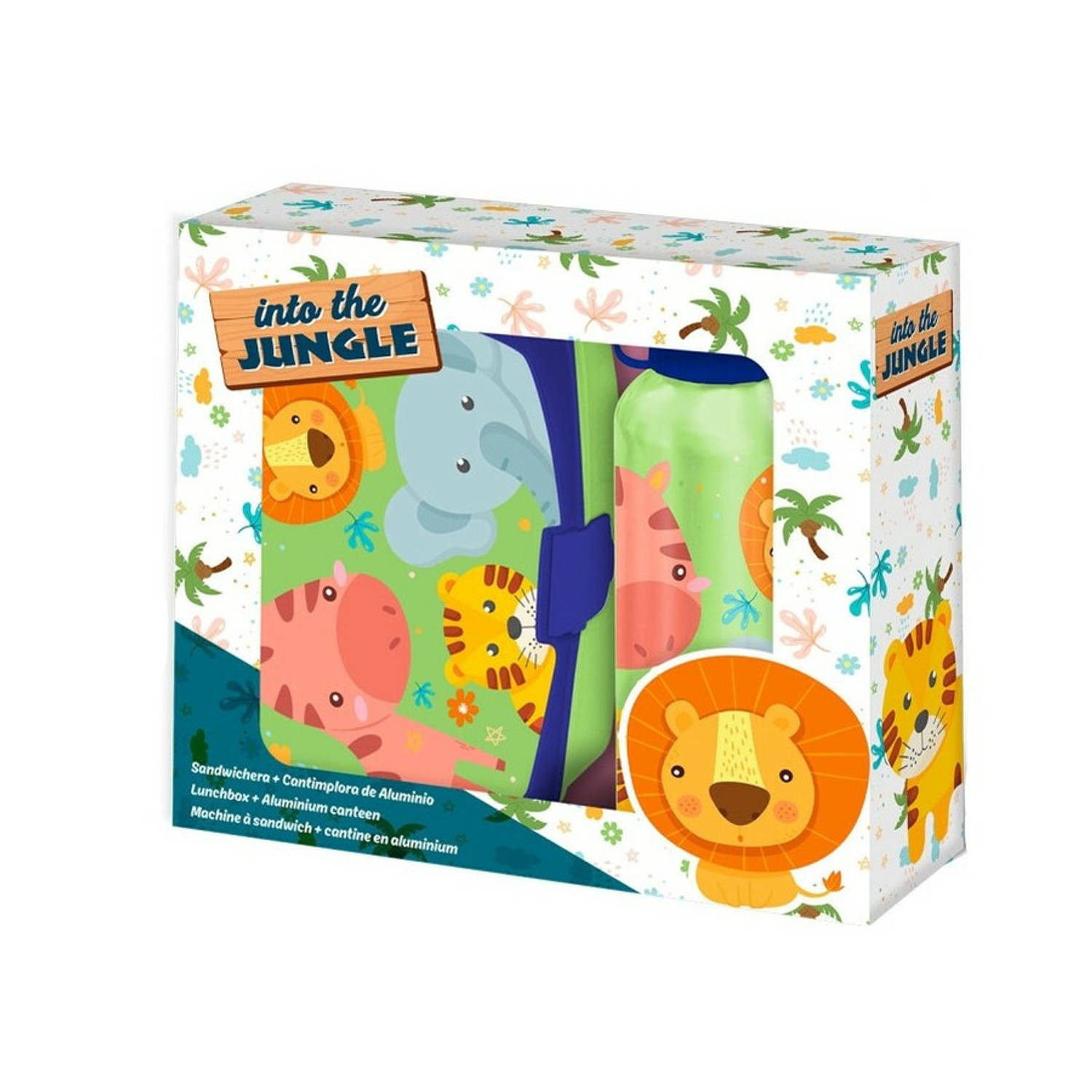 Jungle Kids Into the JungleA lunchbox set voor kinderen 2-delig groen aluminium-kunststofA  Lunchbox