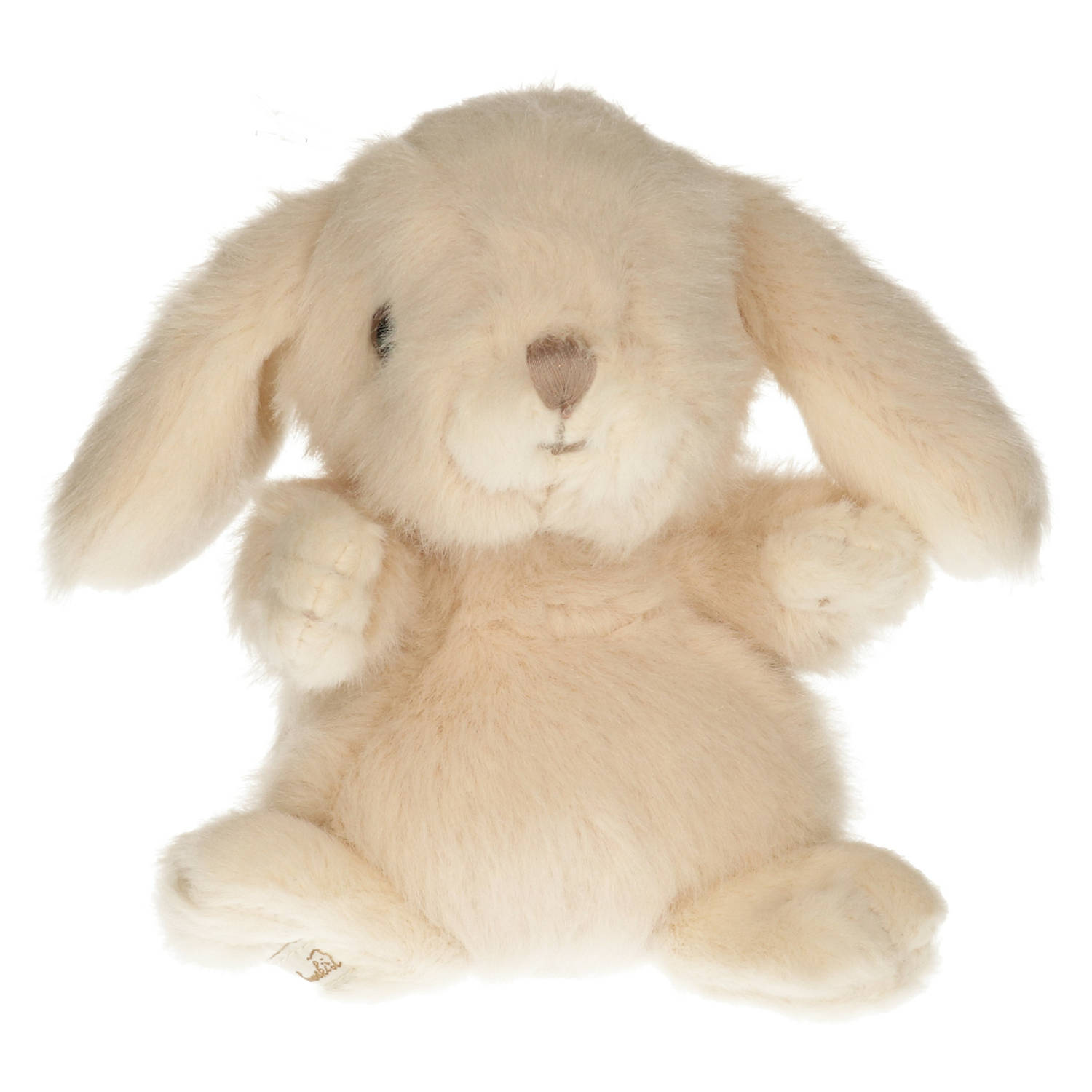 Bukowski pluche konijn knuffeldier - creme wit - zittend - 15 cm - Luxe kwaliteit knuffels