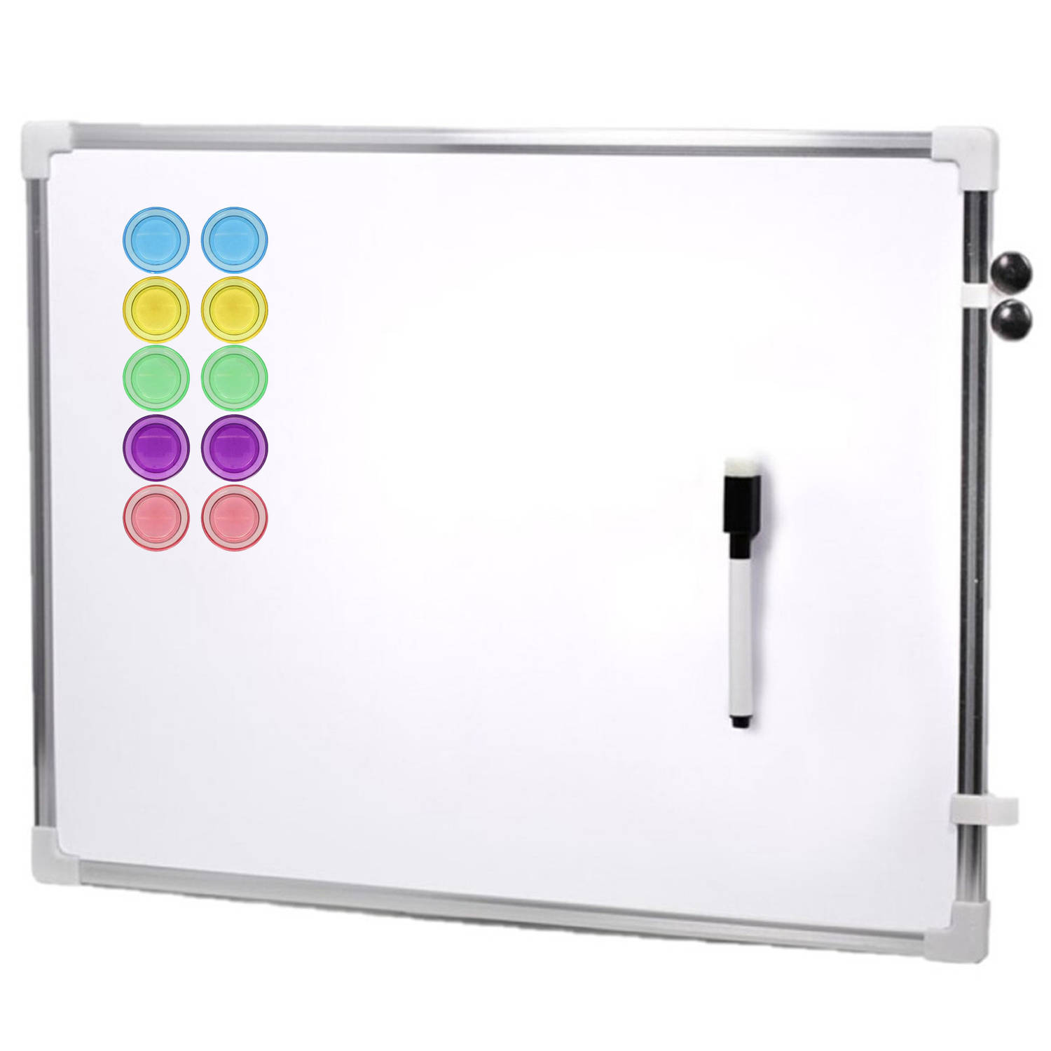 Magnetisch whiteboard-memobord met marker en 10x magneten 80 x 60 cm Whiteboards