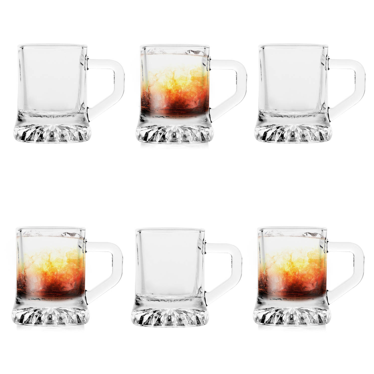 Glasmark Shotglaasjes/borrelglazen Mini Bierglas - transparant glas - 6x stuks - 30 ml - shotjes