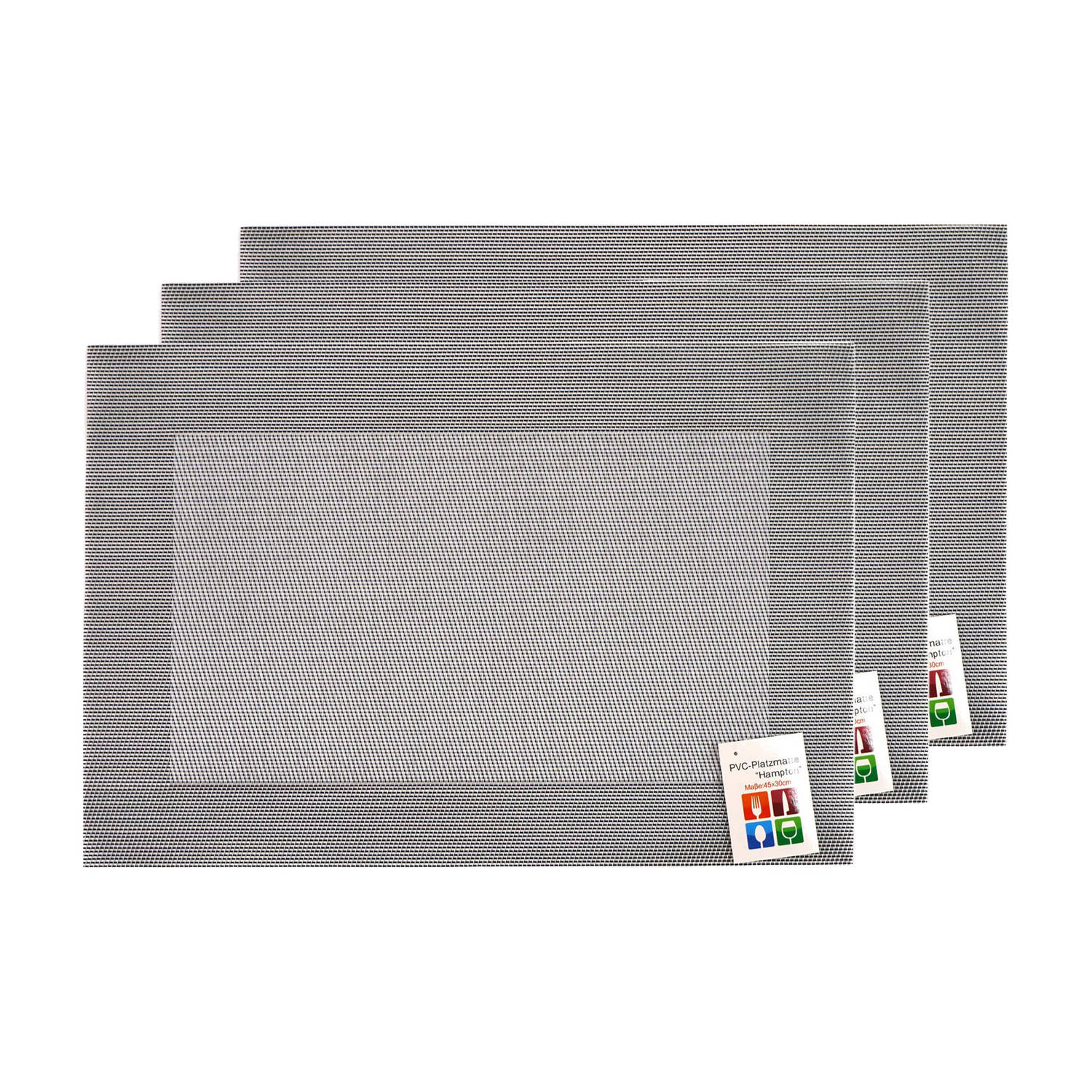 Placemats Hampton - 6x - zilver/grijs - PVC - 30 x 45 cm - Placemats