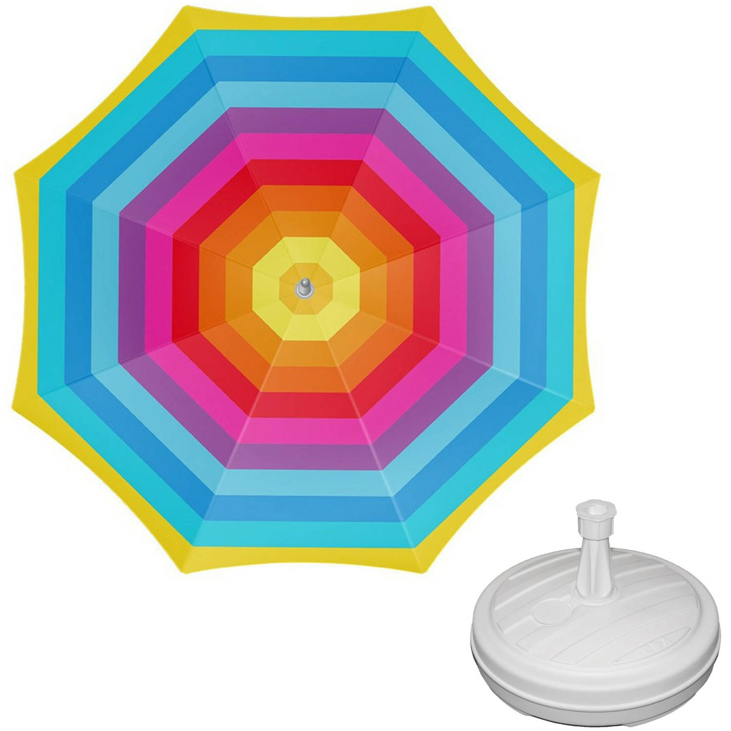 Parasol Regenboog D180 cm incl. draagtas parasolvoet 42 cm Parasols
