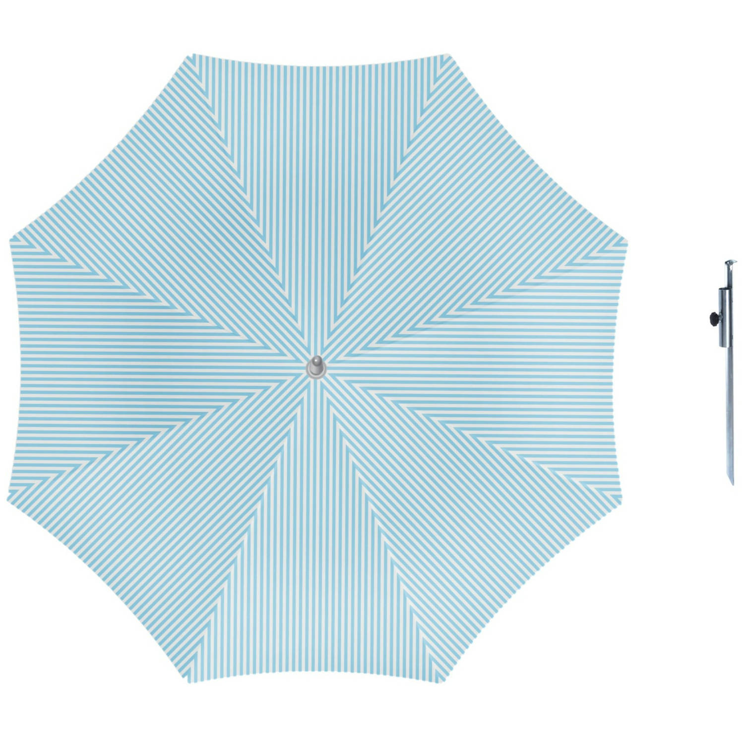 Parasol Lichtblauw-wit D160 cm incl. draagtas parasolharing 49 cm Parasols