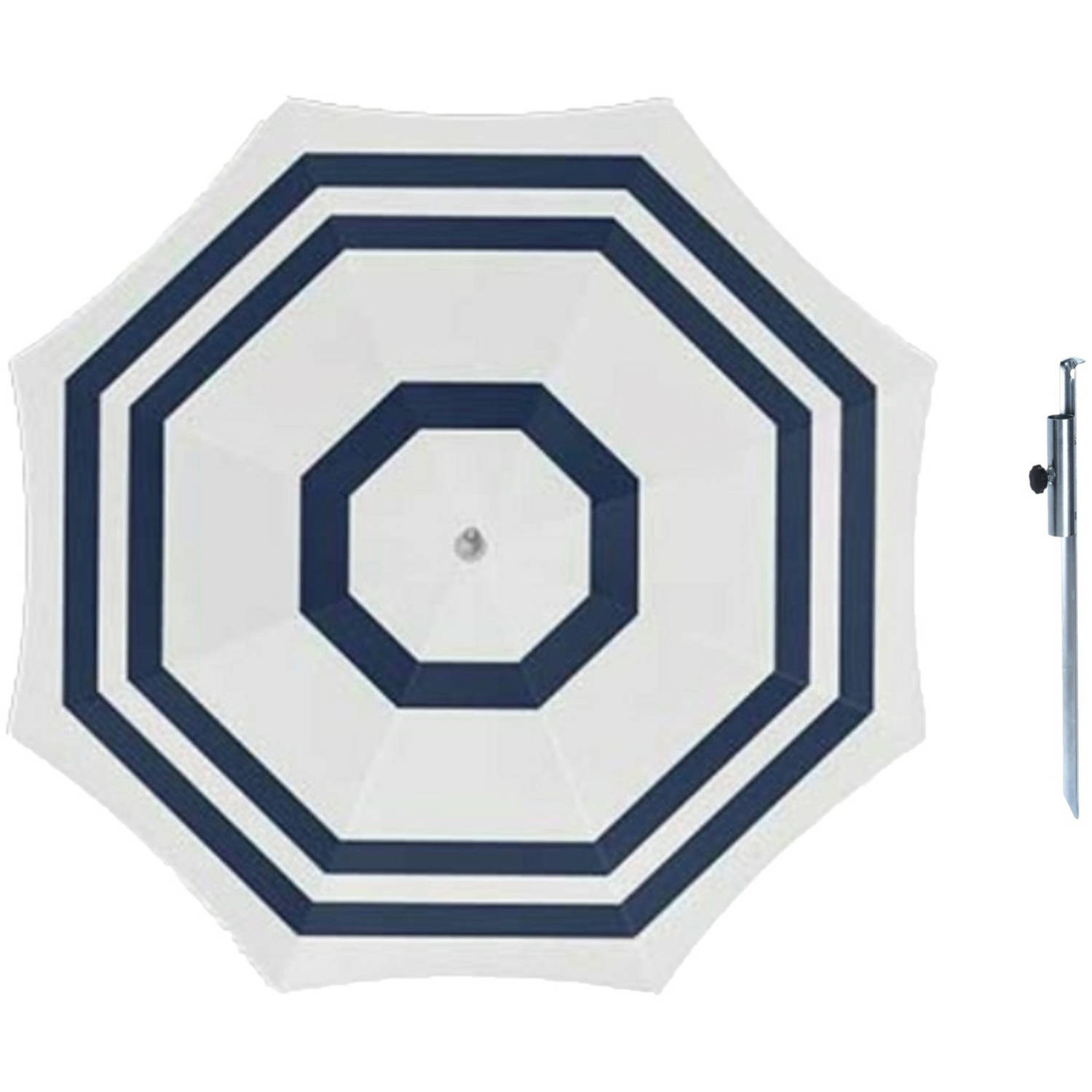 Parasol Wit-blauw D160 cm incl. draagtas parasolharing 49 cm Parasols