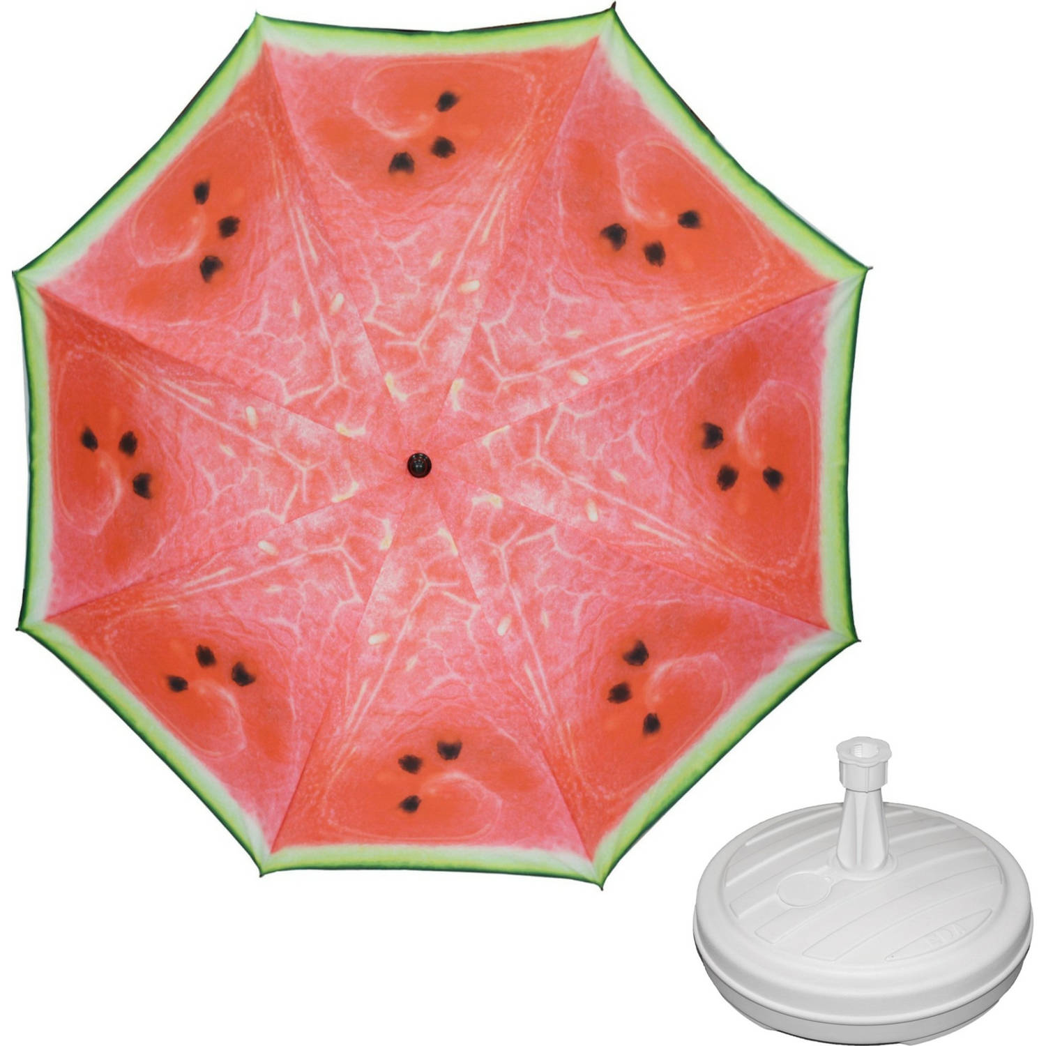 Parasol Watermeloen fruit D160 cm incl. draagtas parasolvoet 42 cm Parasols