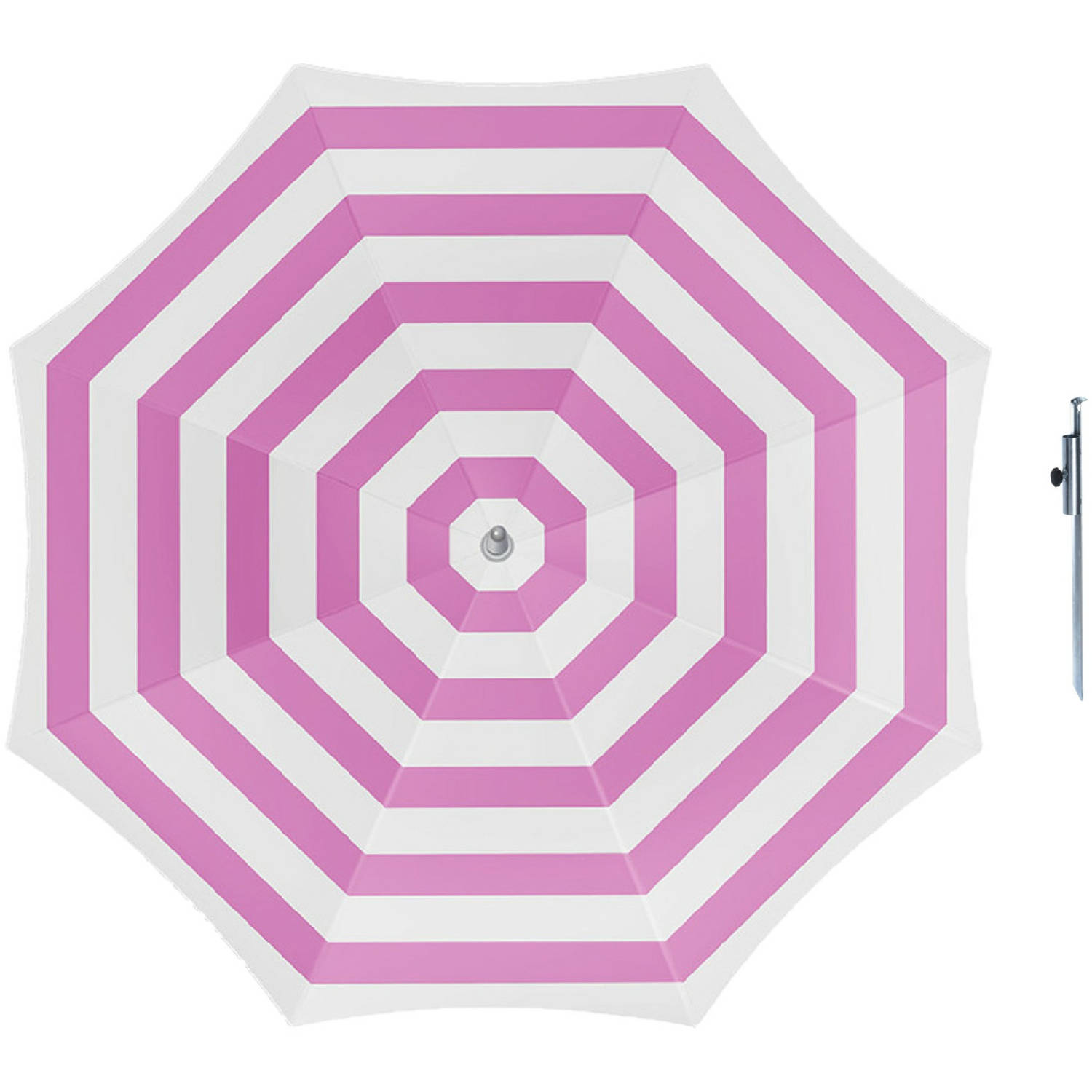 Parasol Fuchsia-wit D160 cm incl. draagtas parasolharing 49 cm Parasols