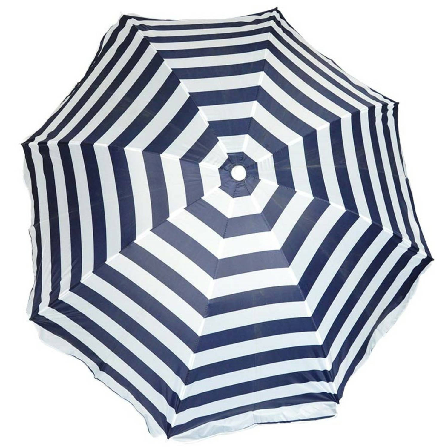 Parasol blauw-wit gestreept D200 cm UV-bescherming incl. draagtas Parasols
