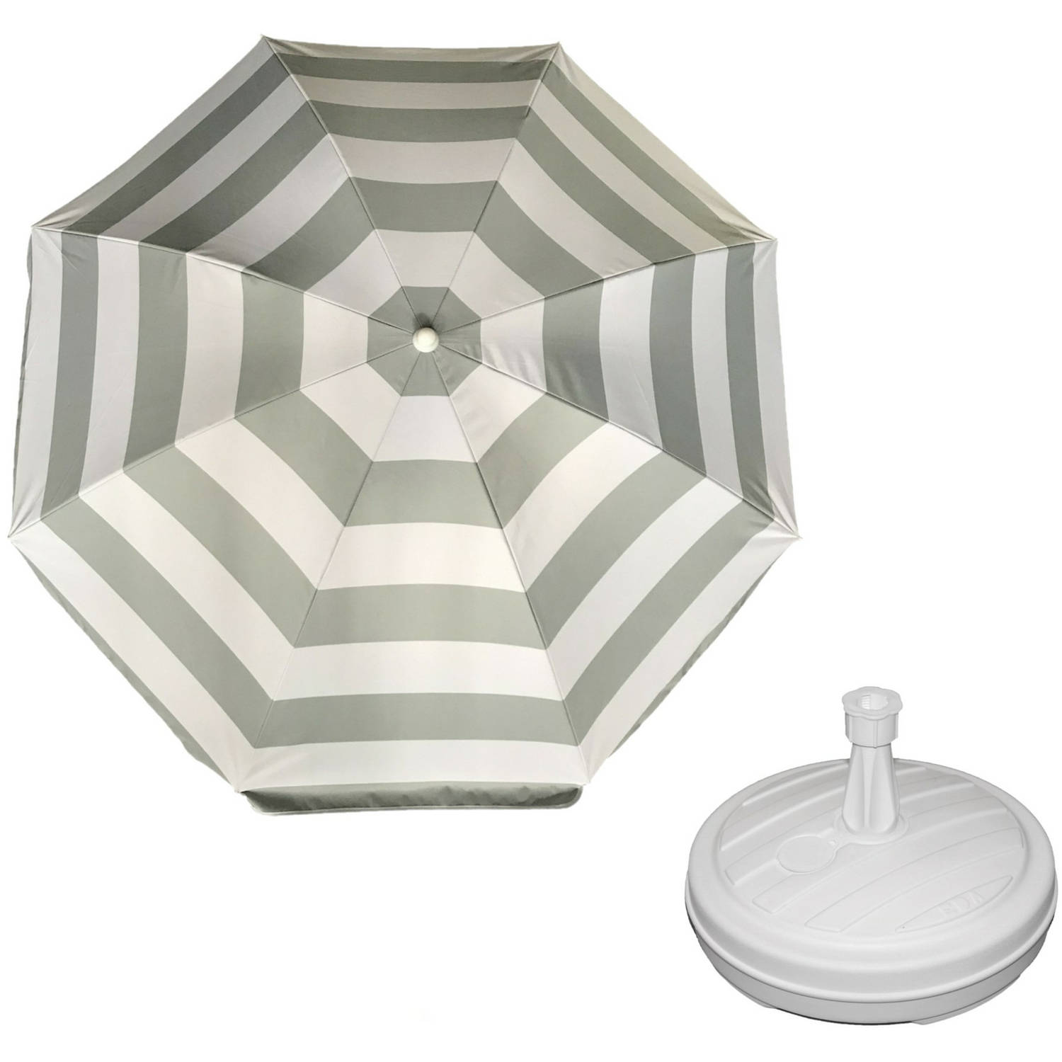 Parasol Zilver-wit D140 cm incl. draagtas parasolvoet 42 cm Parasols