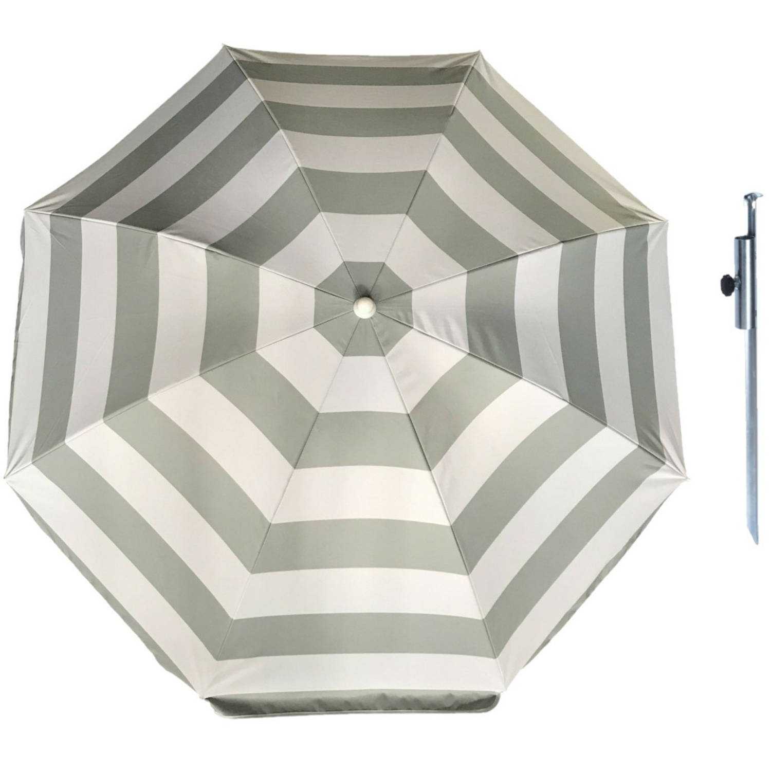 Parasol Zilver-wit D120 cm incl. draagtas parasolharing 49 cm Parasols