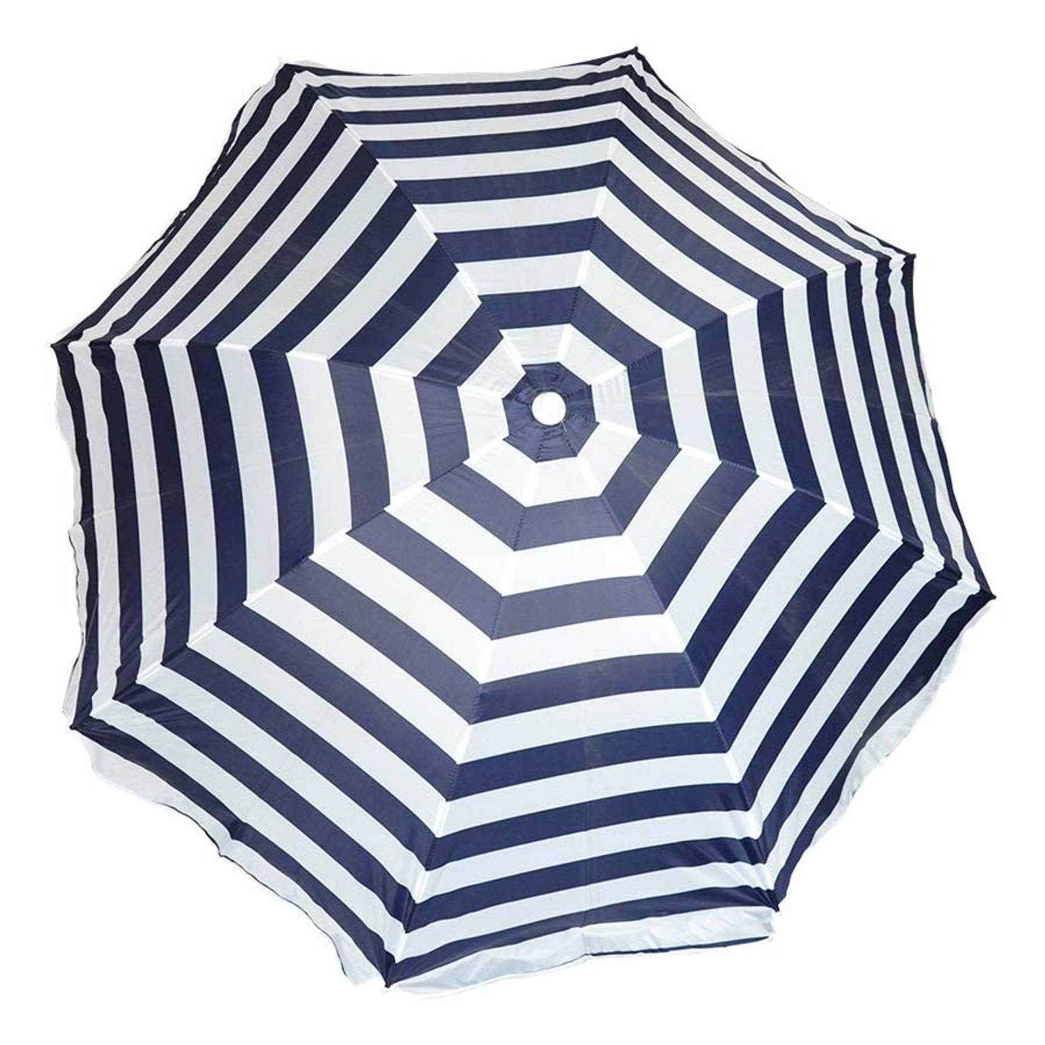 Parasol blauw-wit gestreept D160 cm UV-bescherming incl. draagtas Parasols