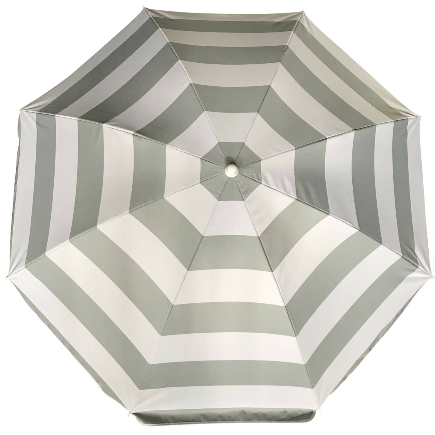 Parasol zilver-wit gestreept D180 cm UV-bescherming incl. draagtas Parasols