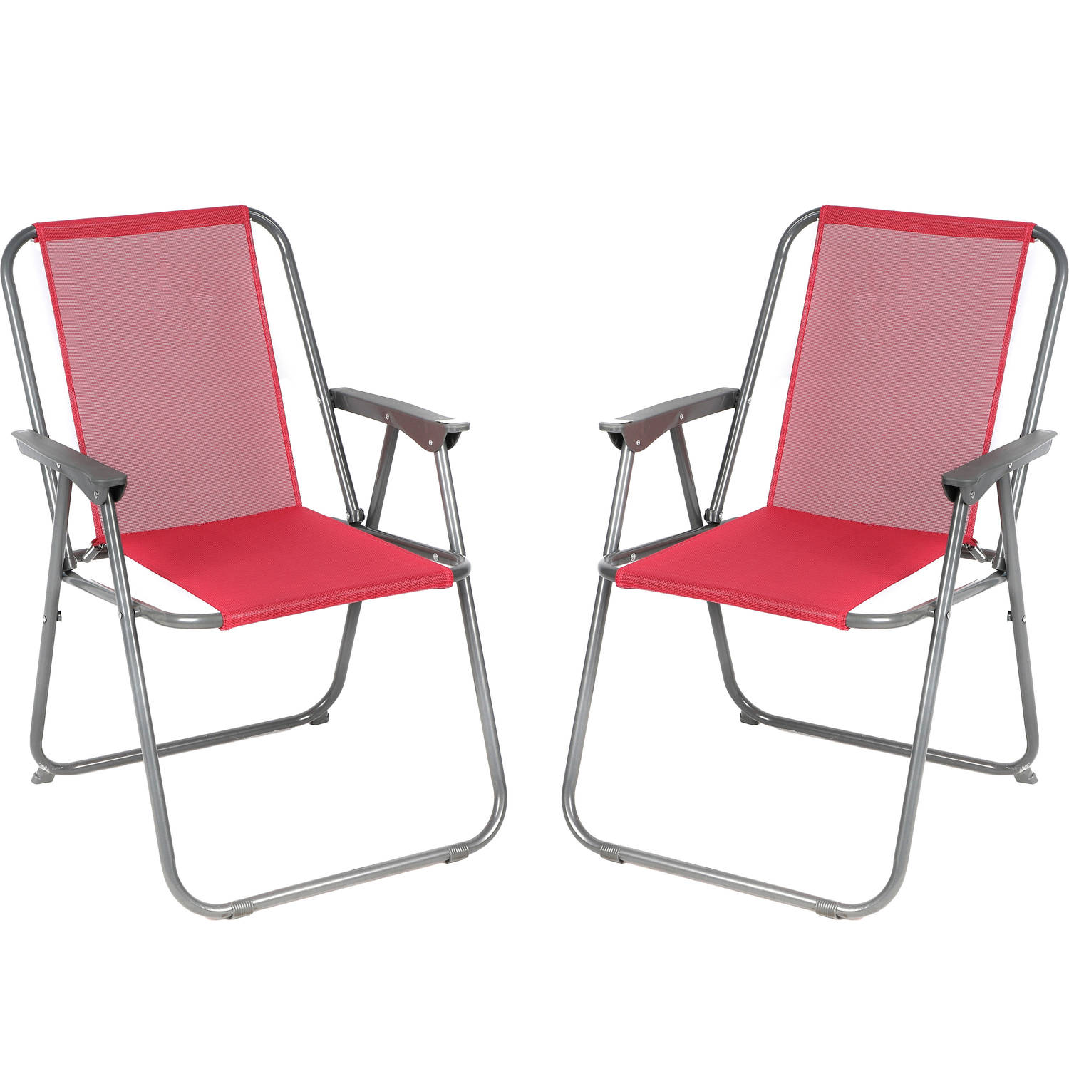 Sunnydays Picnic camping/strand stoel - 4x - aluminium - inklapbaar - roze - L53 x B55 x H75 cm - Campingstoelen