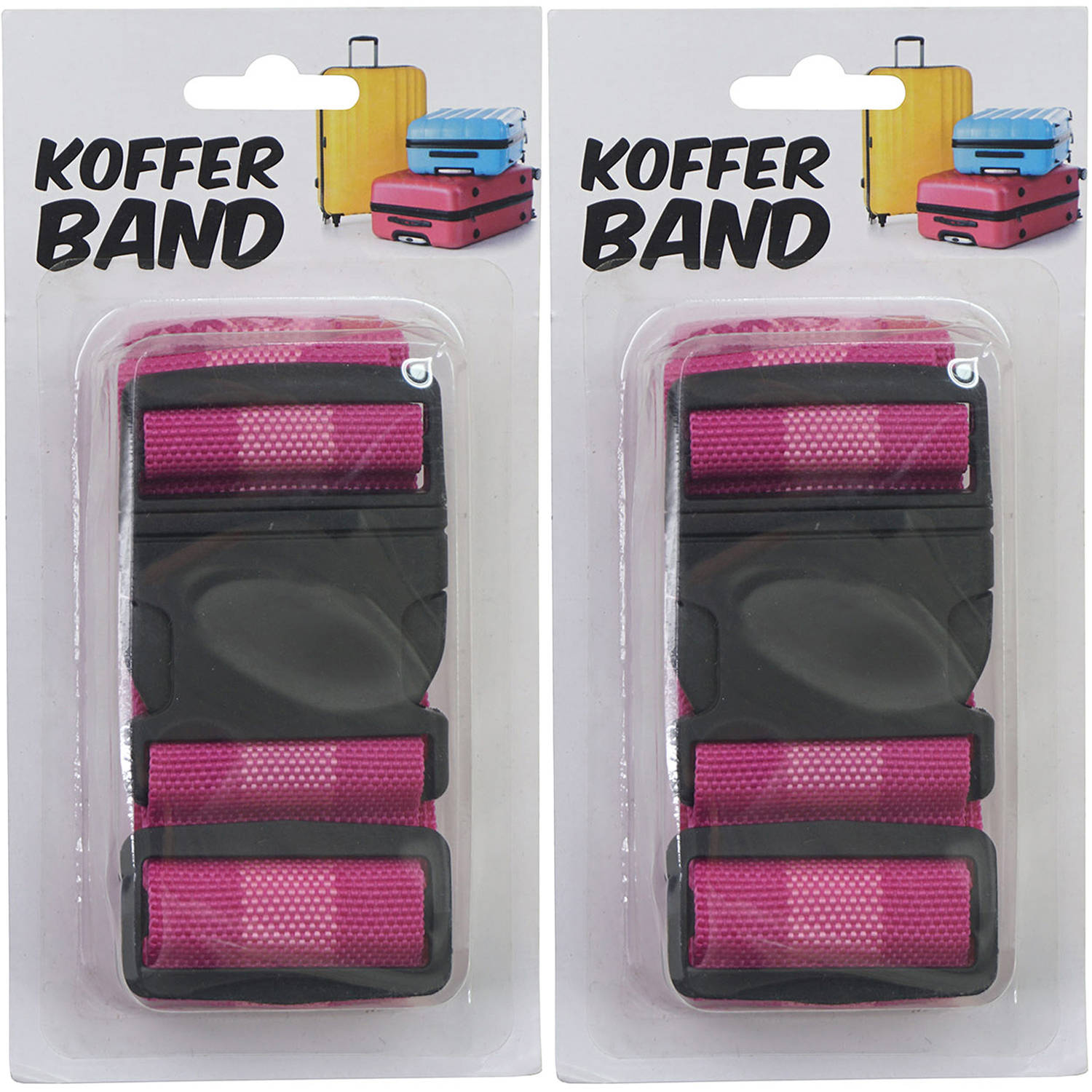 Kofferriem/bagageriem - 2x - 180 cm - roze - Kofferriemen