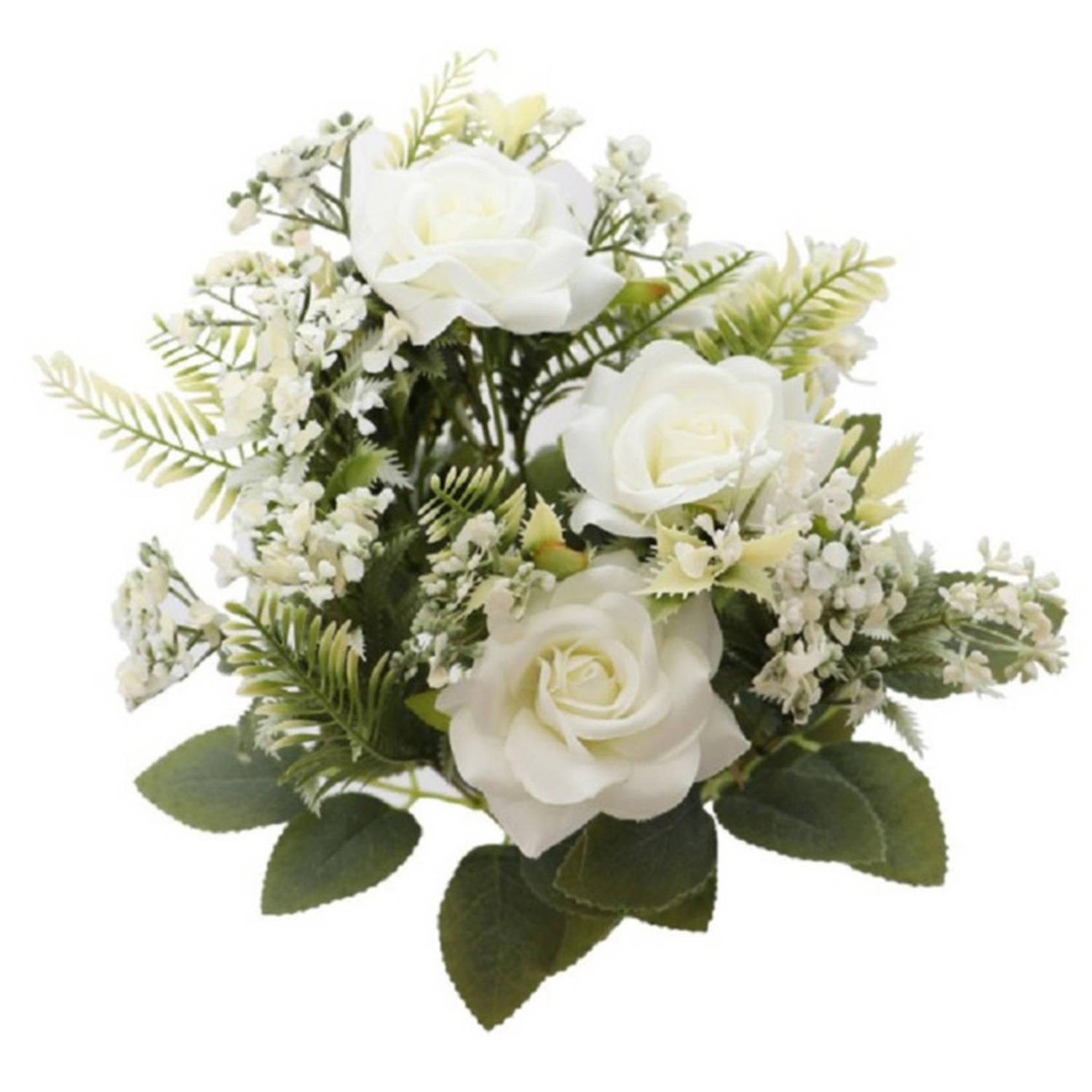 Chaks Bruidsboeket rozen kunstbloemen wit H41 cm Kunstbloemen