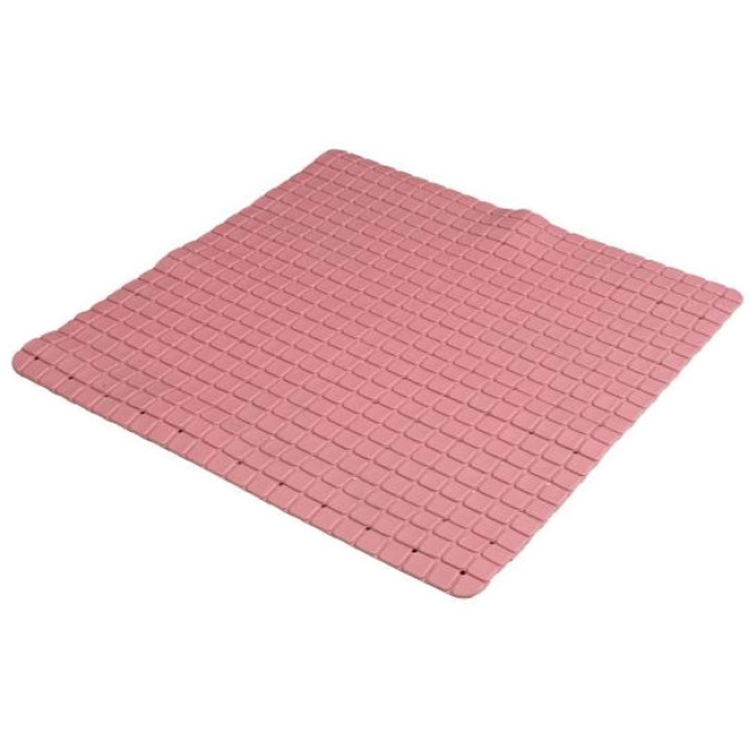 Urban Living Badkamer/douche anti slip mat - rubber - voor op de vloer - oud roze - 55 x 55 cm