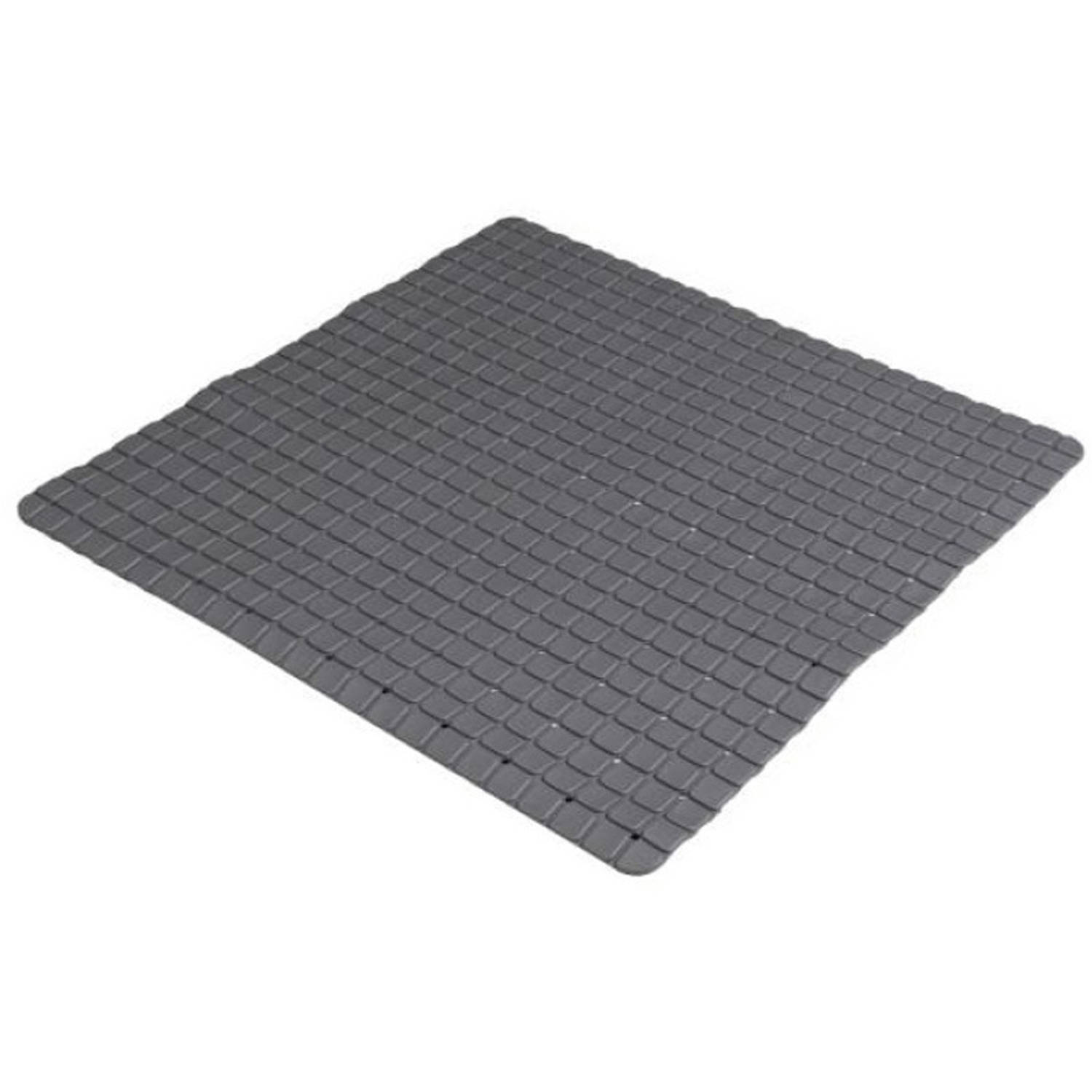 Urban Living Badkamer/douche anti slip mat - rubber - voor op de vloer - antraciet - 55 x 55 cm