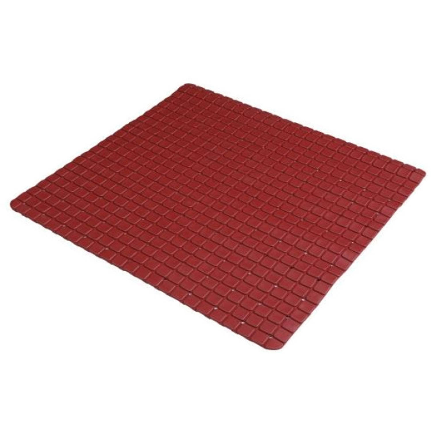 Urban Living Badkamer/douche anti slip mat - rubber - voor op de vloer - donkerrood - 55 x 55 cm