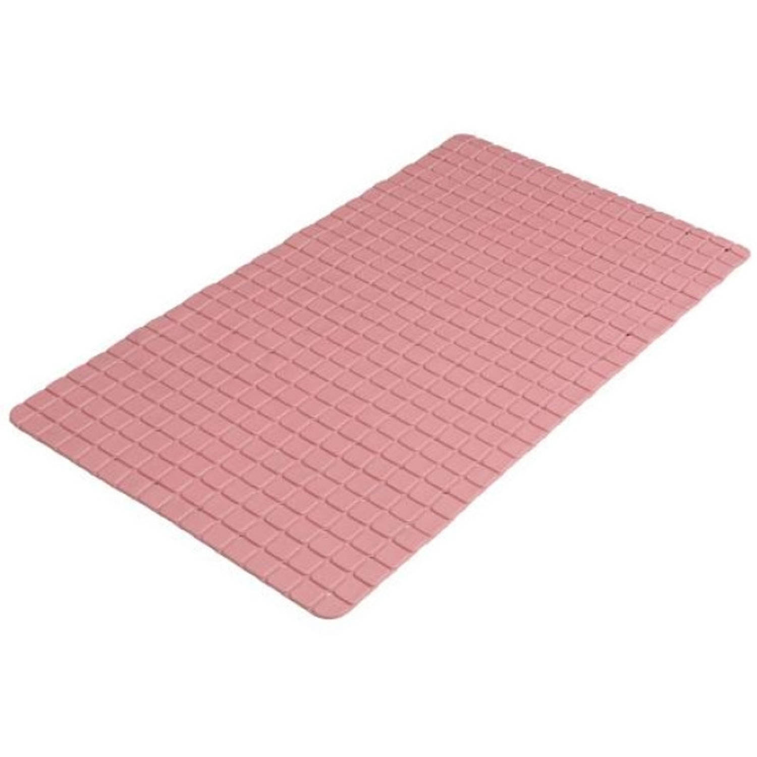 Urban Living Badkamer/douche anti slip mat - rubber - voor op de vloer - oud roze - 39 x 69 cm