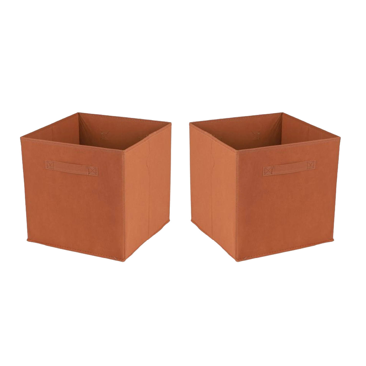 Urban Living Opbergmand-kastmand Square Box 2x karton-kunststof 29 liter oranje 31 x 31 x 31 cm Opbe
