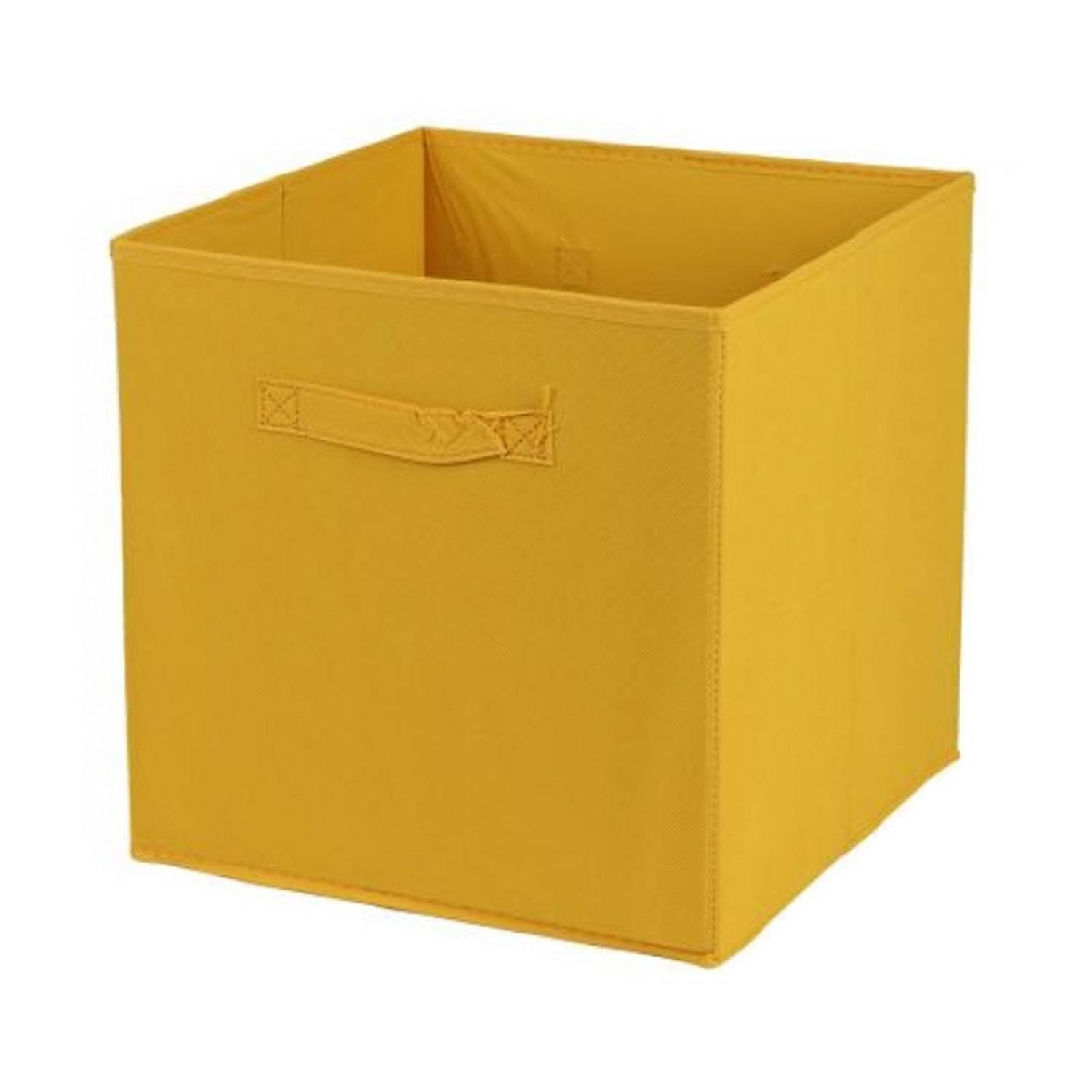 Urban Living Opbergmand/kastmand Square Box - karton/kunststof - 29 liter - oker geel - 31 x 31 x 31 cm - Vakkenkast manden