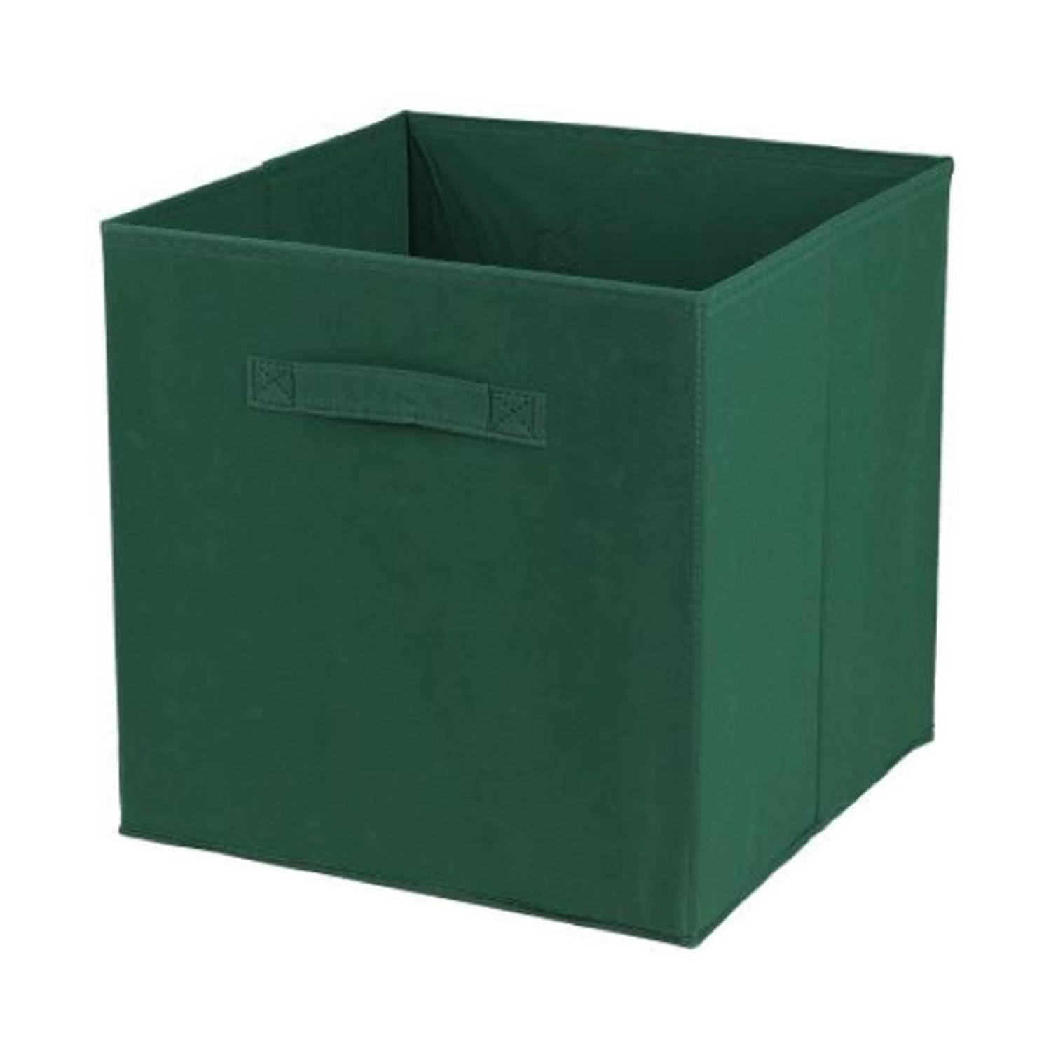 Urban Living Opbergmand/kastmand Square Box - karton/kunststof - 29 liter - donker groen - 31 x 31 x 31 cm - Vakkenkast manden