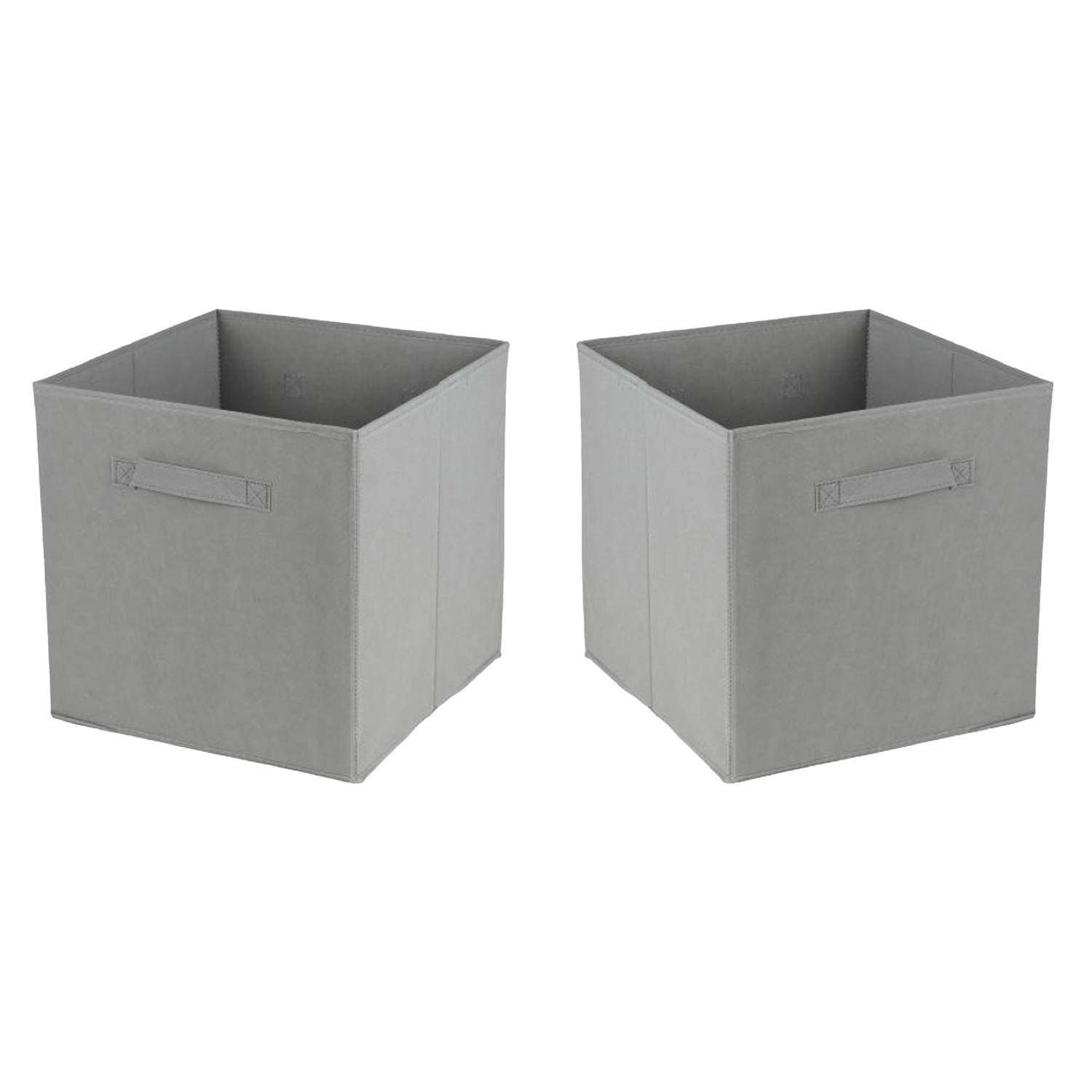 Urban Living Opbergmand-kastmand Square Box 2x karton-kunststof 29 liter grijs 31 x 31 x 31 cm Opber