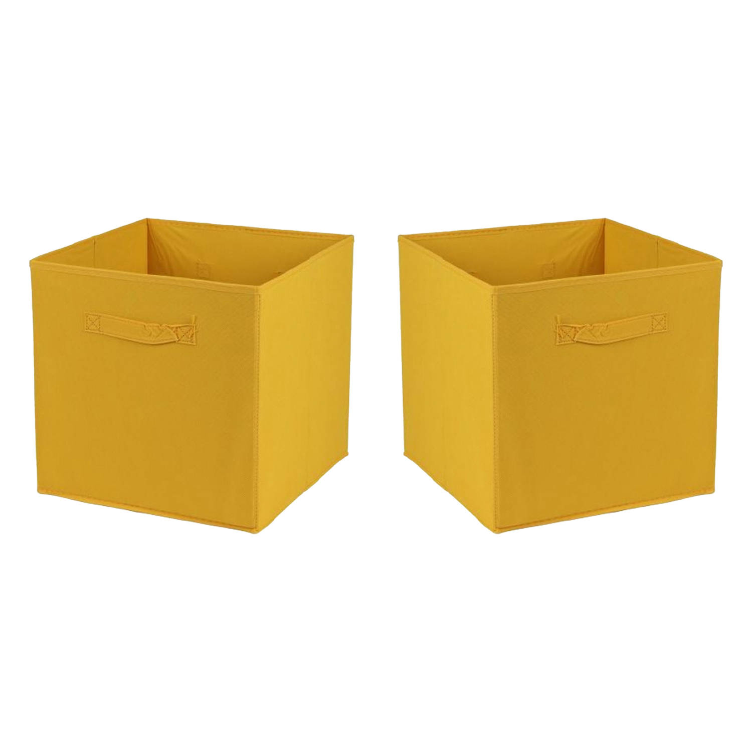 Urban Living Opbergmand-kastmand Square Box 2x karton-kunststof 29 liter oker geel 31 x 31 x 31 cm O