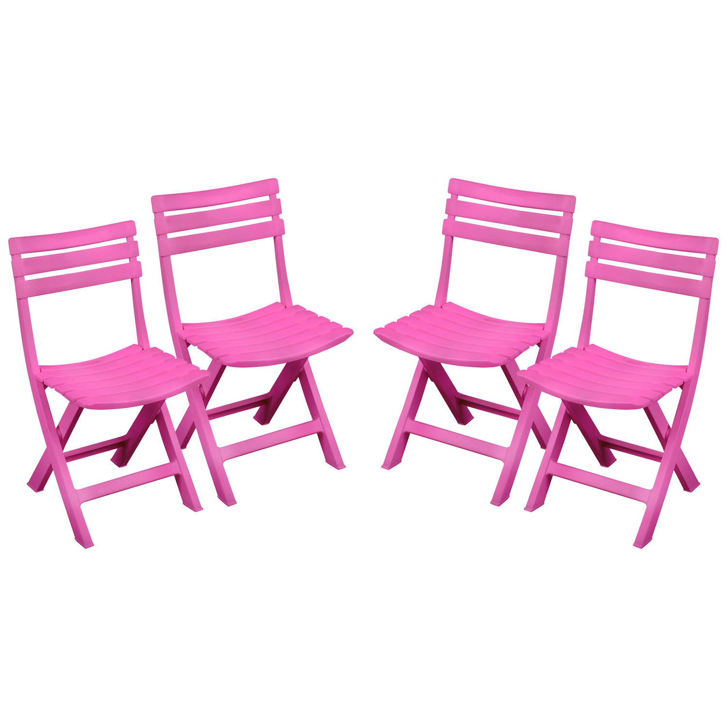 Sunnydays Klapstoel voor buiten-binnen 4x roze 41 x 79 cm stevig kunststof Bijzet stoelen Klapstoele