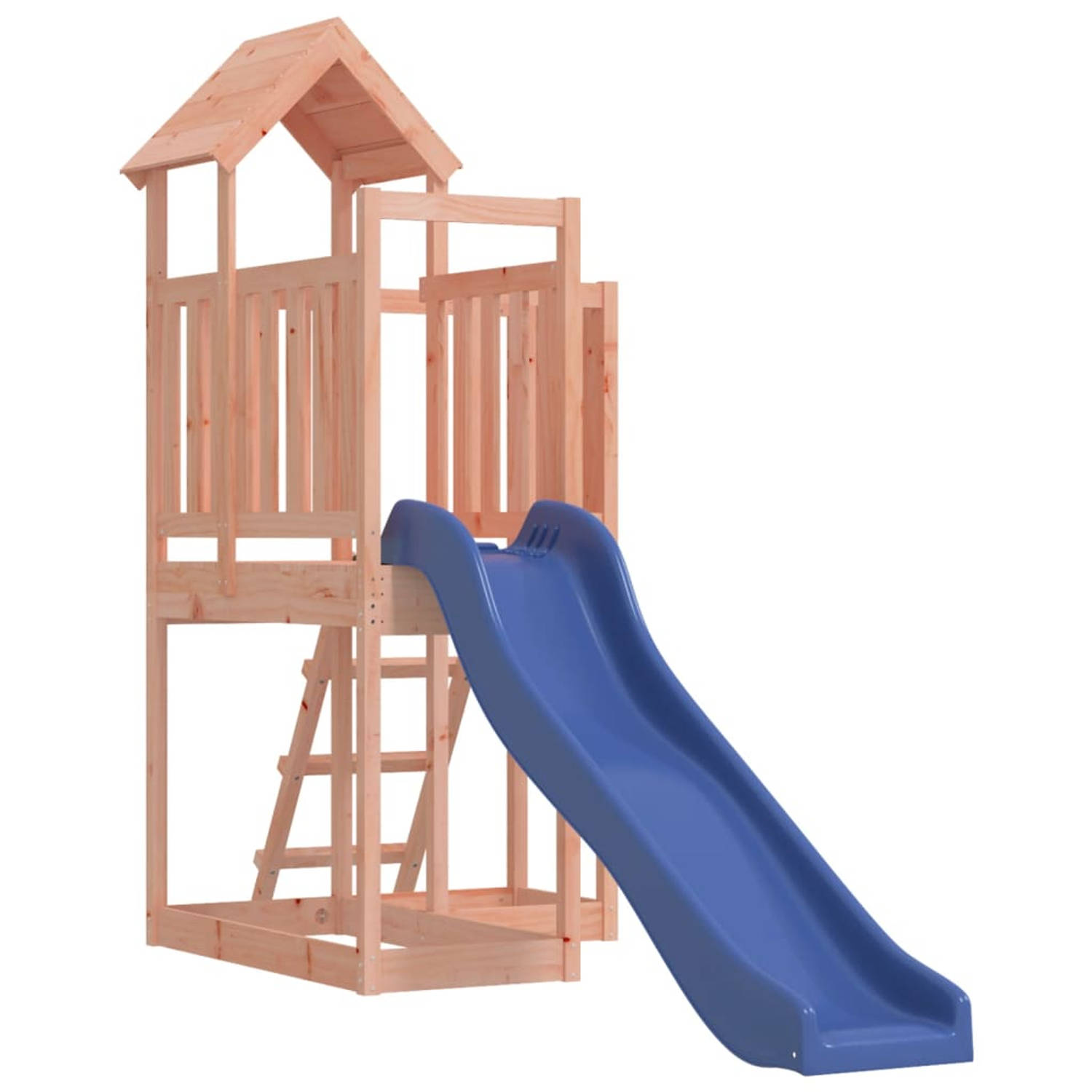 The Living Store Speeltoren - Douglashout - 358 x 107 x 214 cm - Golvende glijbaan - Blauw - Voor kinderen van 3-8 jaar - Max - 45 kg