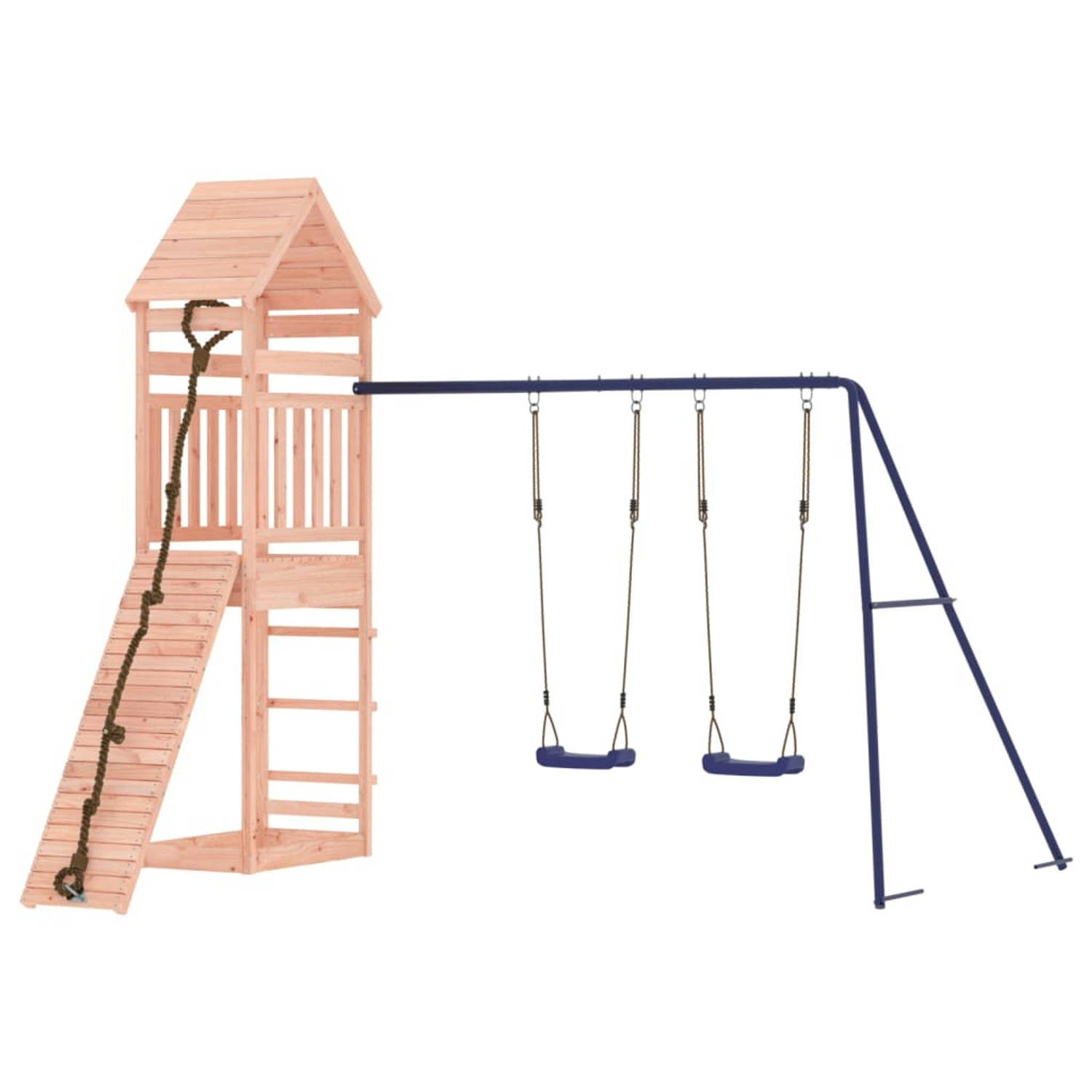 The Living Store Speeltoren - Massief douglashout - Multi-activiteitencentra - 315 x 257 x 264 cm - Voor kinderen van 3-8 jaar - Max - gewicht 45 kg - Incl - handleiding - Blauwe d