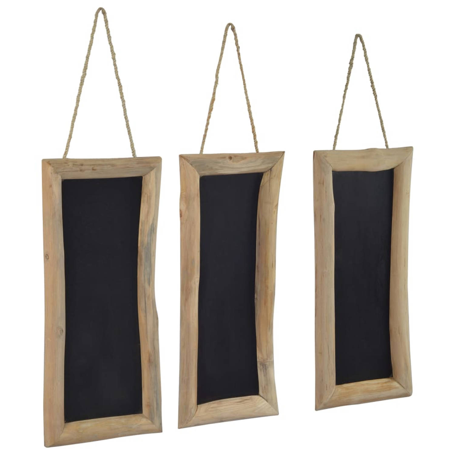 The Living Store Groot Schoolbord - 30 x 70 cm - Hard Teakhout - 3 stuks