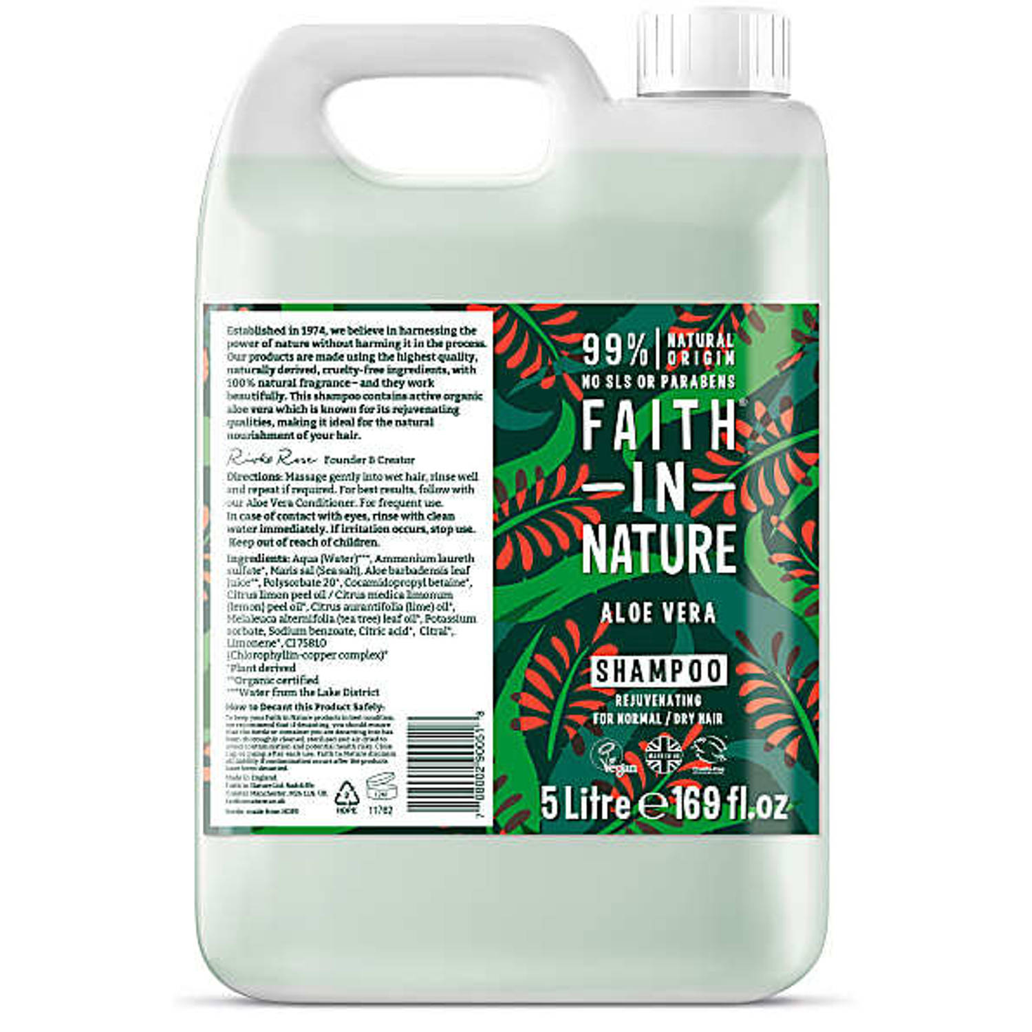 Faith In Nature Aloe Vera Shampoo Navulling 5LT