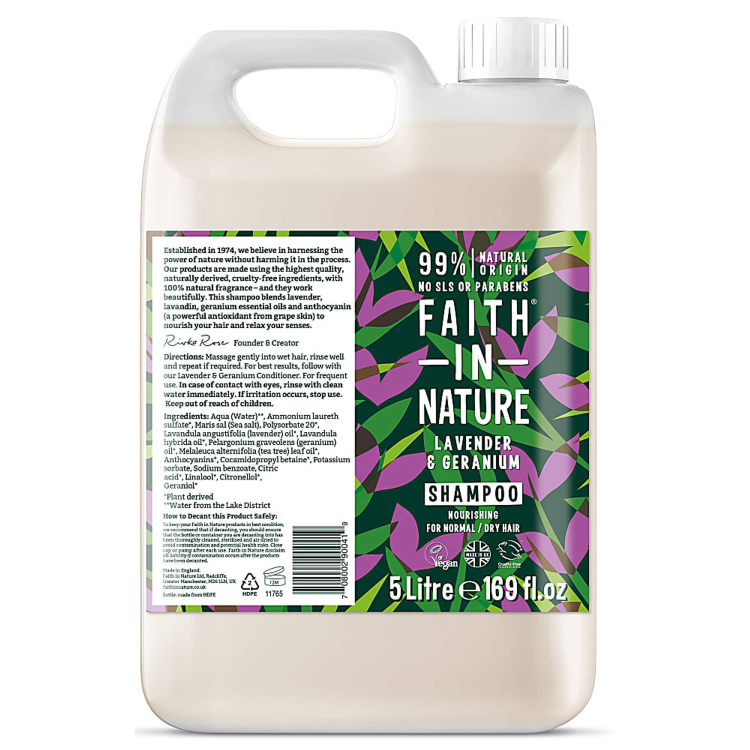 Faith In Nature Lavendel & Geranium Shampoo Navulling 5LT