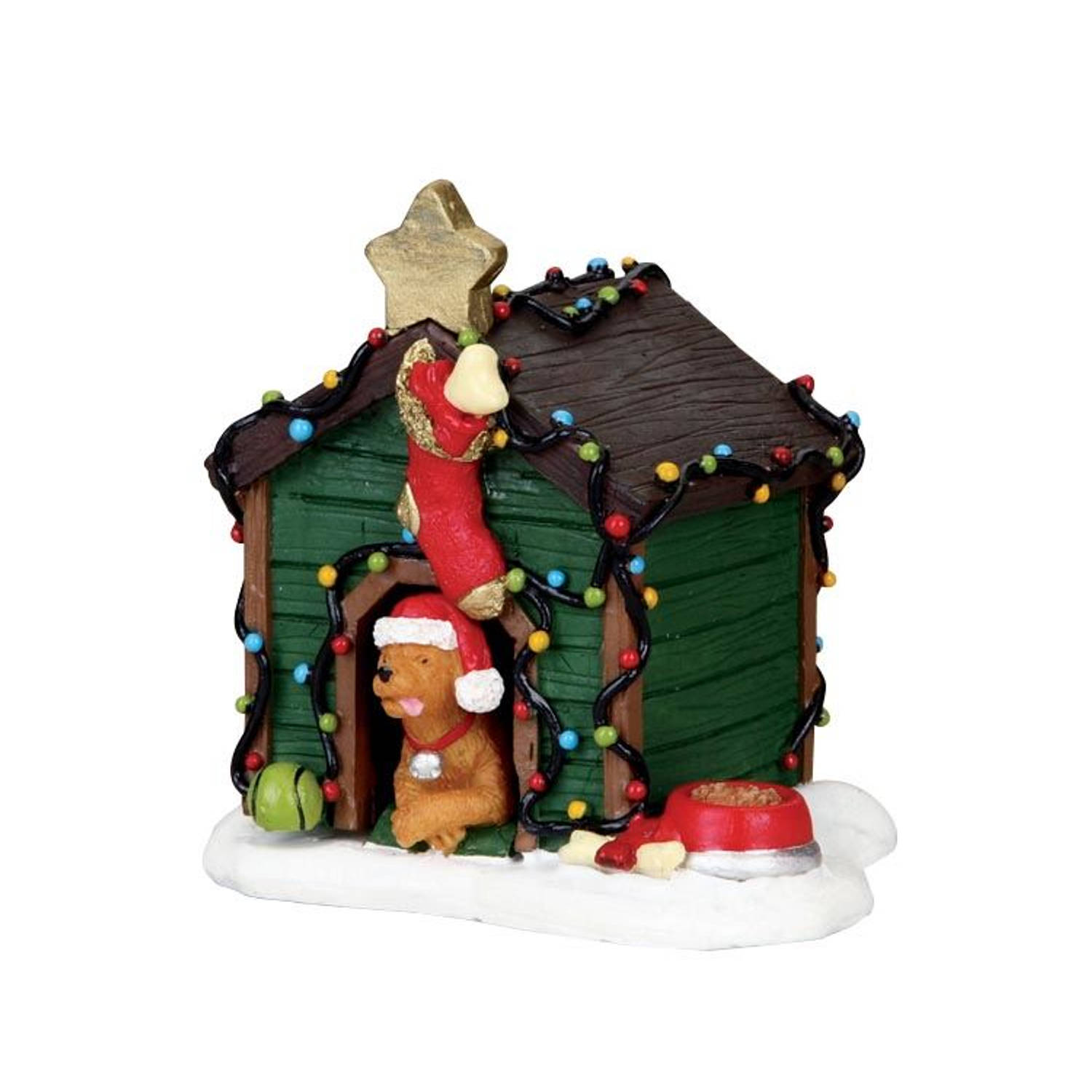 Kerstfiguur Decorated light doghouse LEMAX
