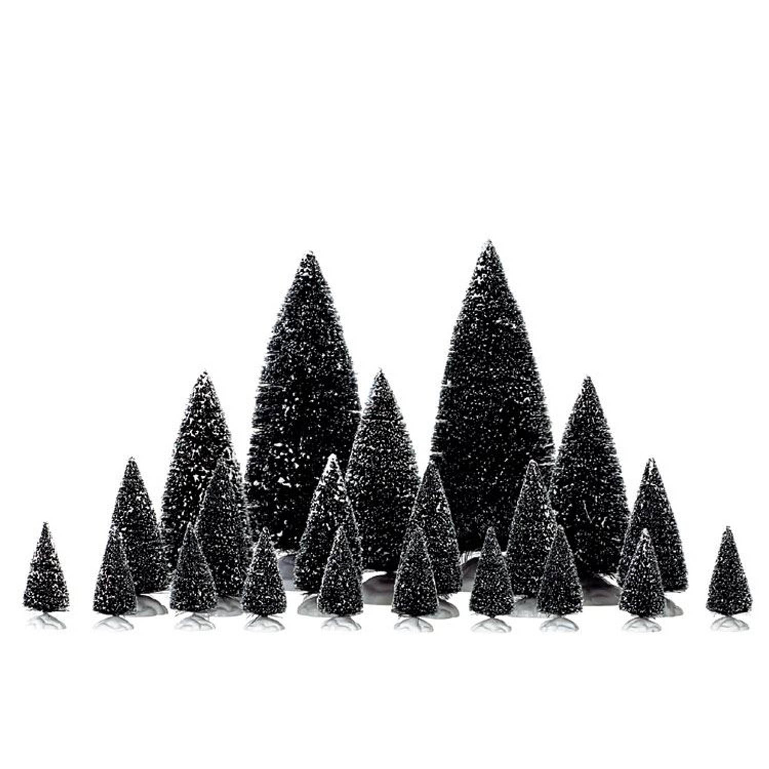 Lemax set van 21 miniatuur kerstbomen Accessoires