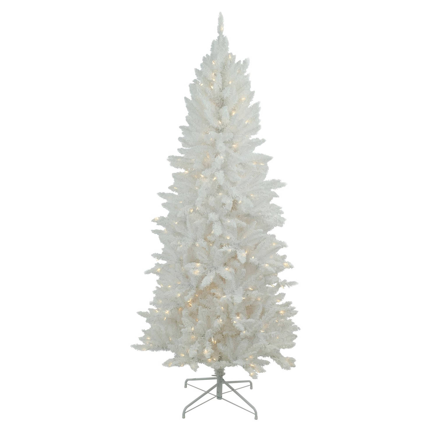 Funky White kunstkerstboom - 213 cm - Ø 102 cm - 400 ledlampjes - besneeuwd - metalen voet