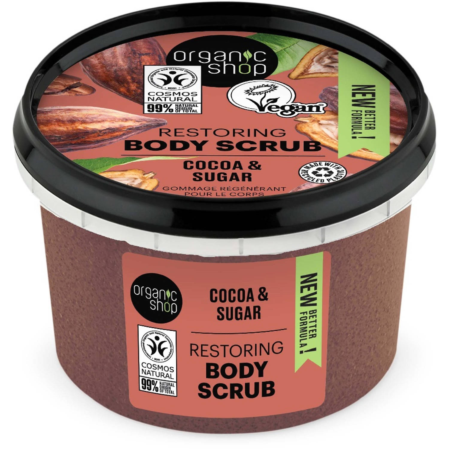 Organic Shop Organic Cocoa & Sugar Body Scrub Peeling Do Cia?a O Zapachu Belgijskiej Czekolady 250ml (w)