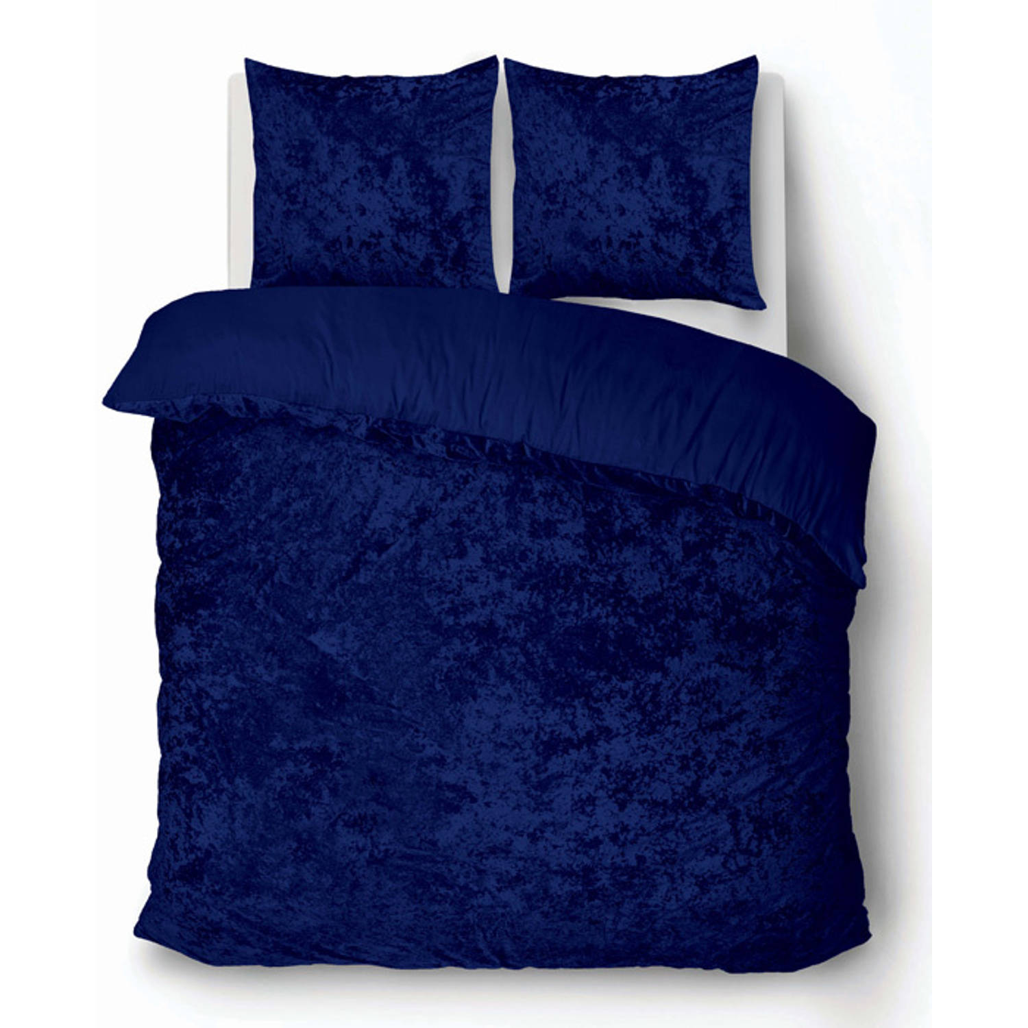 iSleep Dekbedovertrek Crushed Velvet Blauw 2-Persoons 200x200-220 cm