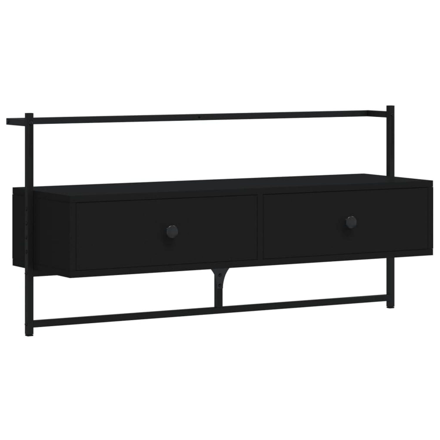 vidaXL Tv-meubel wandgemonteerd 100,5x30x51 cm bewerkt hout zwart