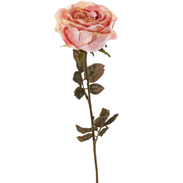 Top Art Kunstbloem roos Calista - oud roze - 66 cm - kunststof steel - decoratie bloemen - Kunstbloemen