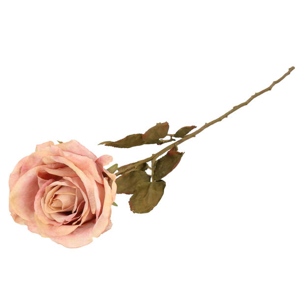 Top Art Kunstbloem roos Calista - oud roze - 66 cm - kunststof steel - decoratie bloemen - Kunstbloemen