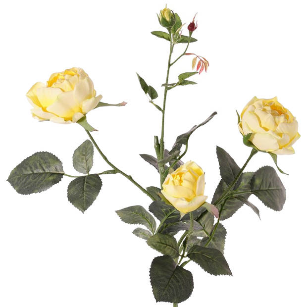 Top Art Kunstbloem roos Ariana - geel - 73 cm - kunststof steel - decoratie bloemen - Kunstbloemen
