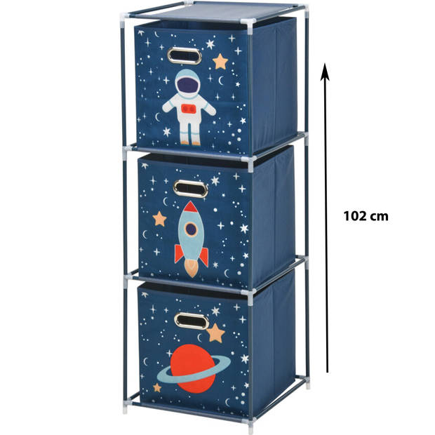 Storage solutions Opbergrek 3-laags - met manden - metaal - 35 x 35 x 102 cm - ruimte thema - Opbergrekjes