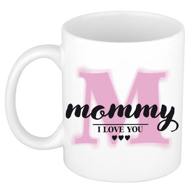 Bellatio Decorations Moederdag cadeau koffiemok Mommy I Love You - roze - 300 ml - feest mokken