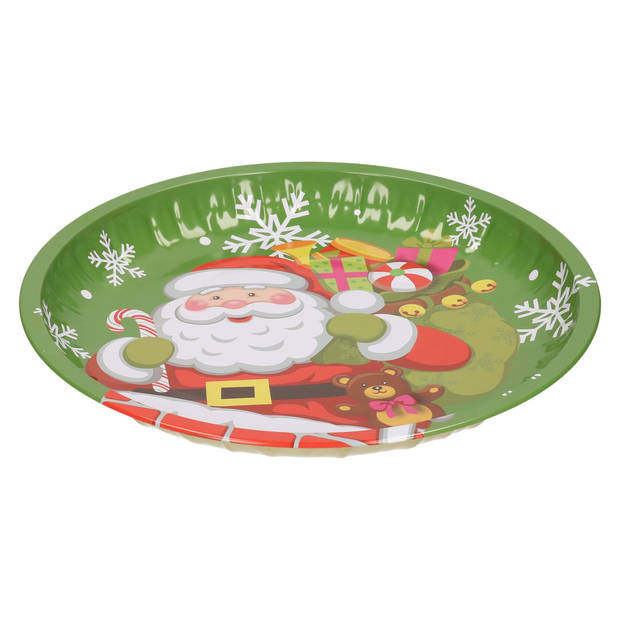 Kerst dinerbord/ontbijtbord - metaal - 26 cm - kerstman - Bordjes