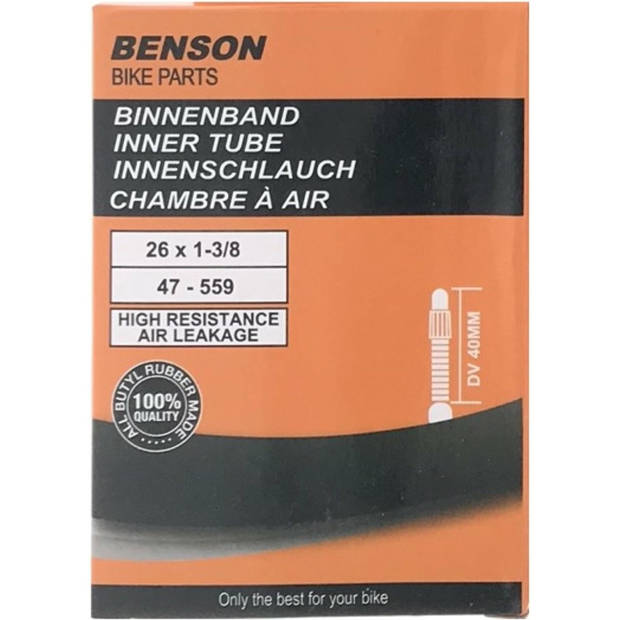 Benson Binnenband fiets - rubber - 26 inch x 1 3/8 - 40 mm ventiel - Binnenbanden