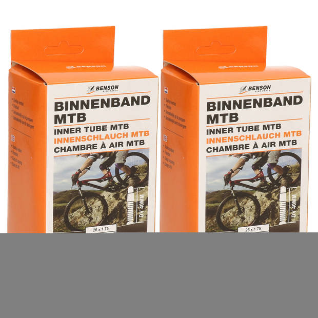Benson Binnenband fiets - 2x - rubber - 26 inch x 1,75 - 40 mm ventiel - Binnenbanden