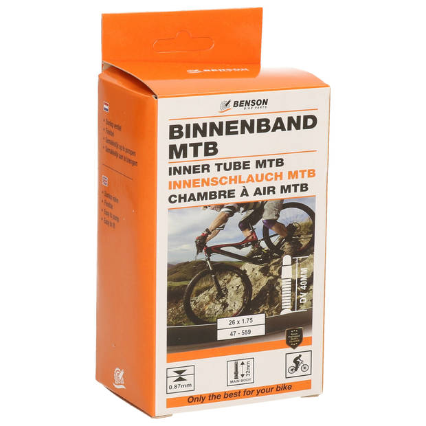 Benson Binnenband mountain bike / fiets - rubber - 26 inch x 1,75 - 40 mm ventiel - Binnenbanden