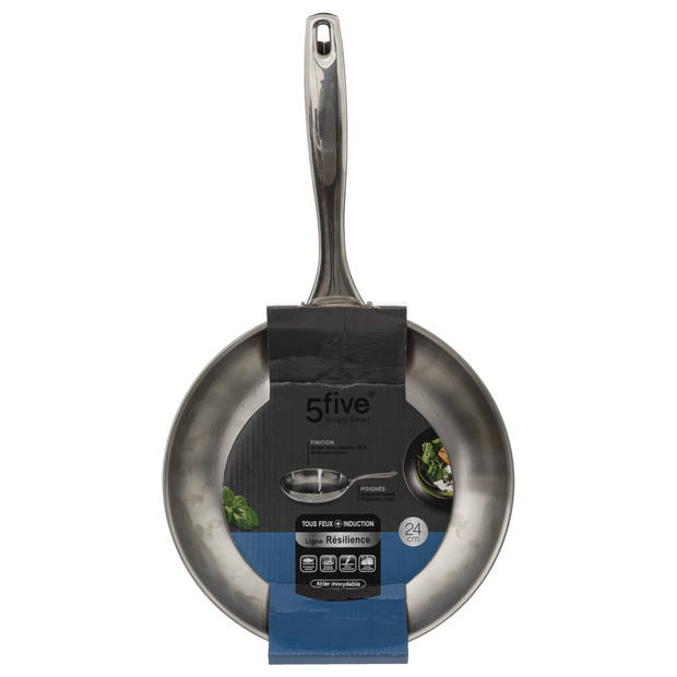 Koekenpan - Alle kookplaten geschikt - zilver - RVS - Dia 24 cm - Koekenpannen